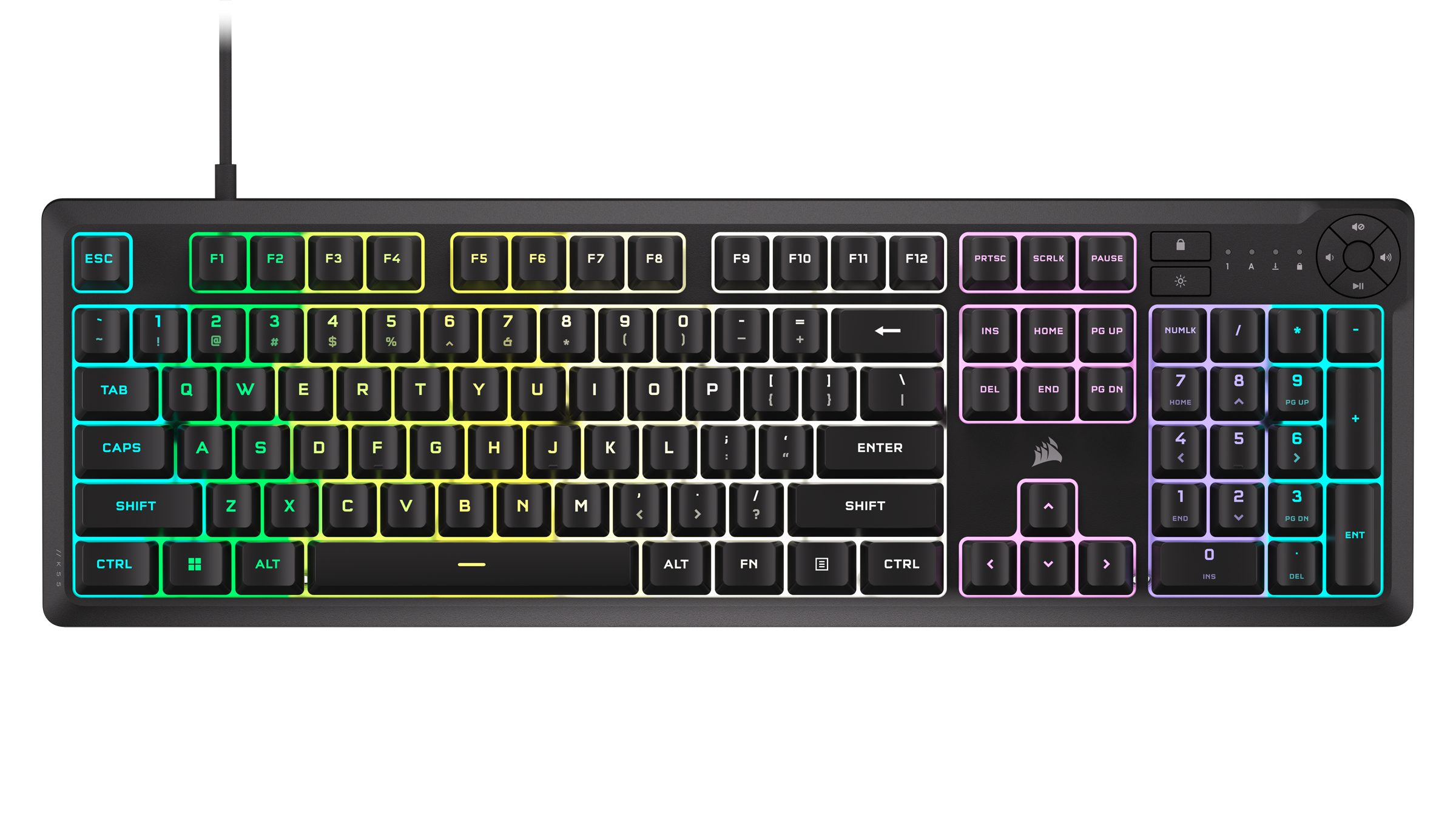 Corsair K55 CORE RGB Gaming-Tastatur, 12-Tasten-Rollover mit Polling bis  1.000 Hz