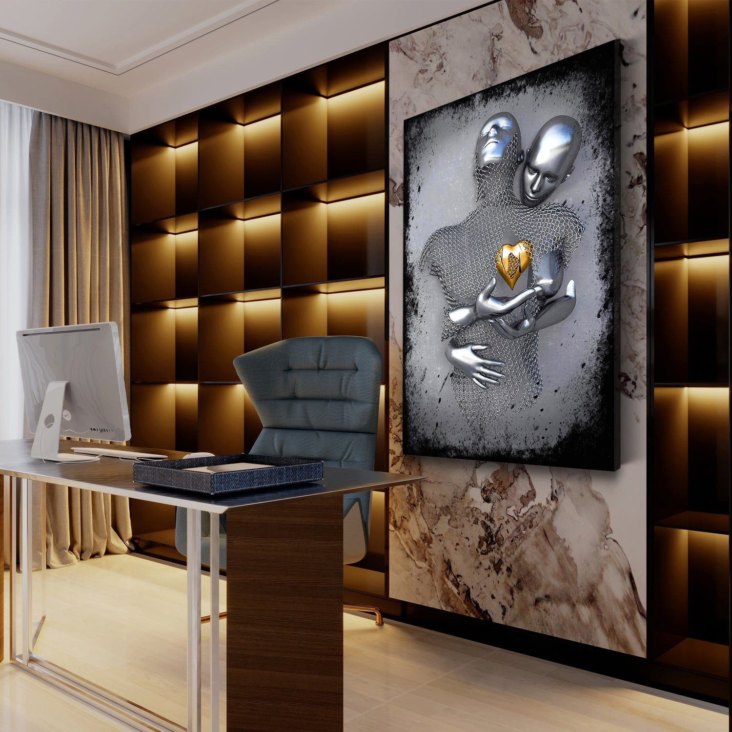 Artedinoi Leinwandbild Metallfigur abstrakt Two Lovers Leinwandbild Wandbil günstig online kaufen