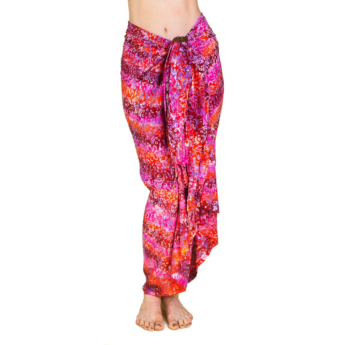 PANASIAM Pareo Sarong Wachsbatik auch in großen Größen als Strandtuch oder, Strandkleid tragbar Bikini Cover-up Tuch für den Strand Wrap Überwurf B0019 Lillypink