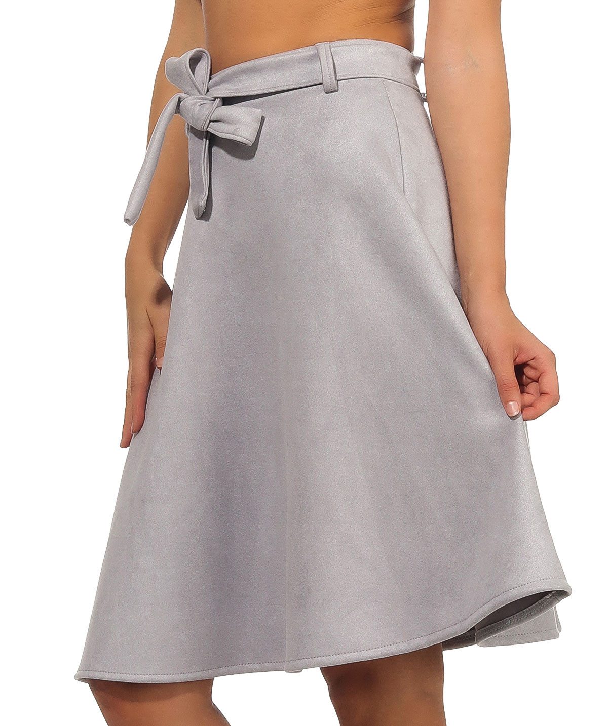 malito more than fashion A-Linien-Rock malito Damen Rock, Glockenrock in Velours Optik, knielanger Winterro Midi Rock in Velours Optik