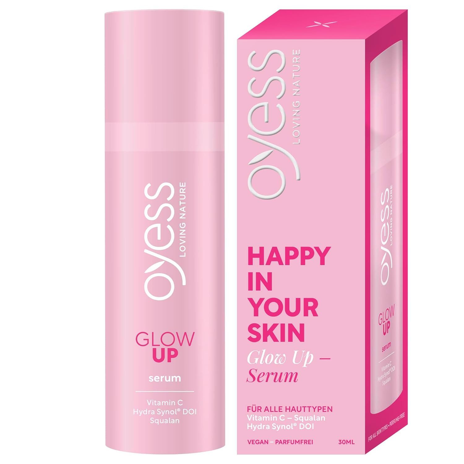 oyess Gesichtsserum 1x OYESS loving nature, Face Care, Glow Up Serum 30ml, 1-tlg., Belebt müde Gesichtshaut!