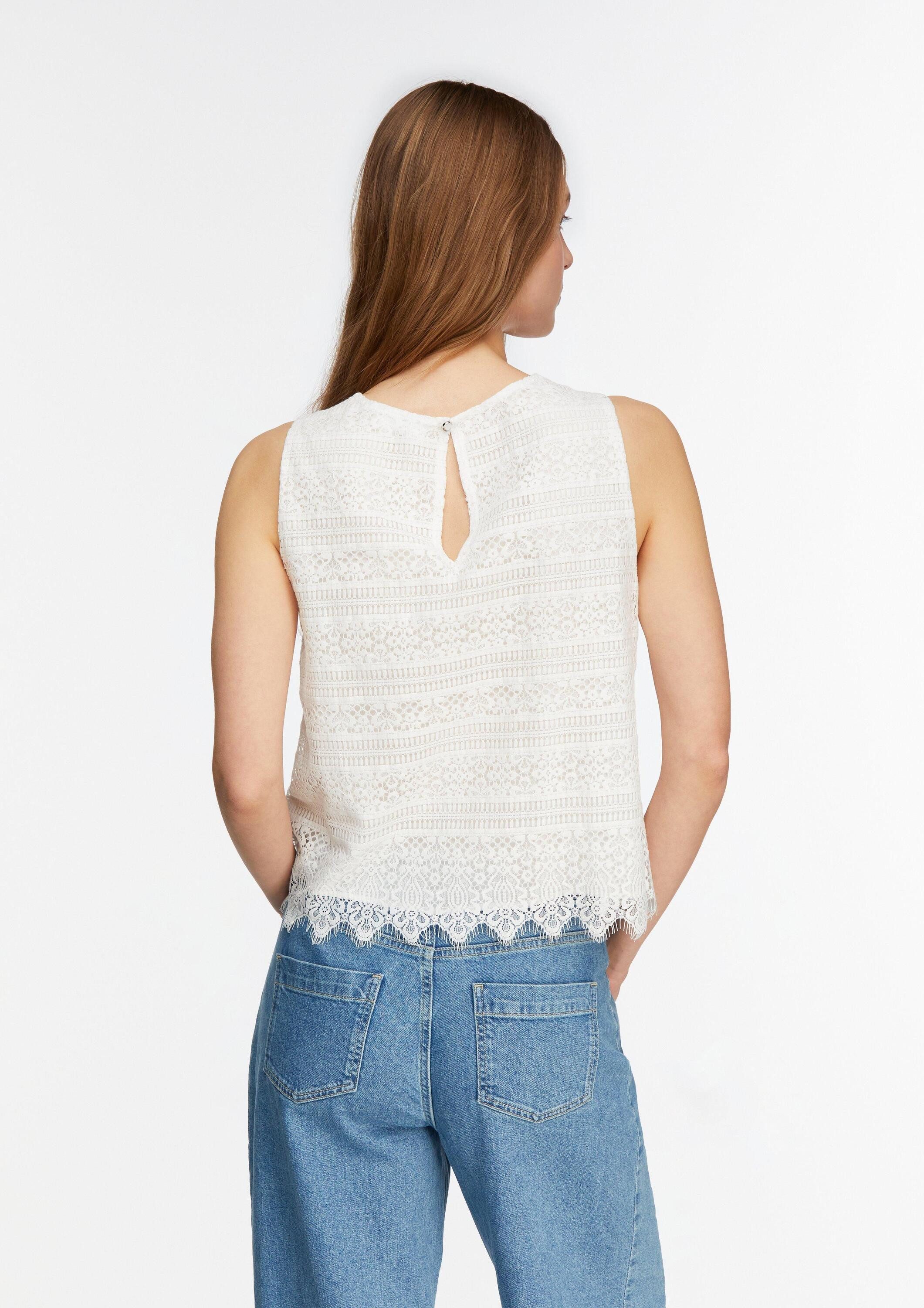 comma Blusentop Bluse Feminines Baumwollspitzentop