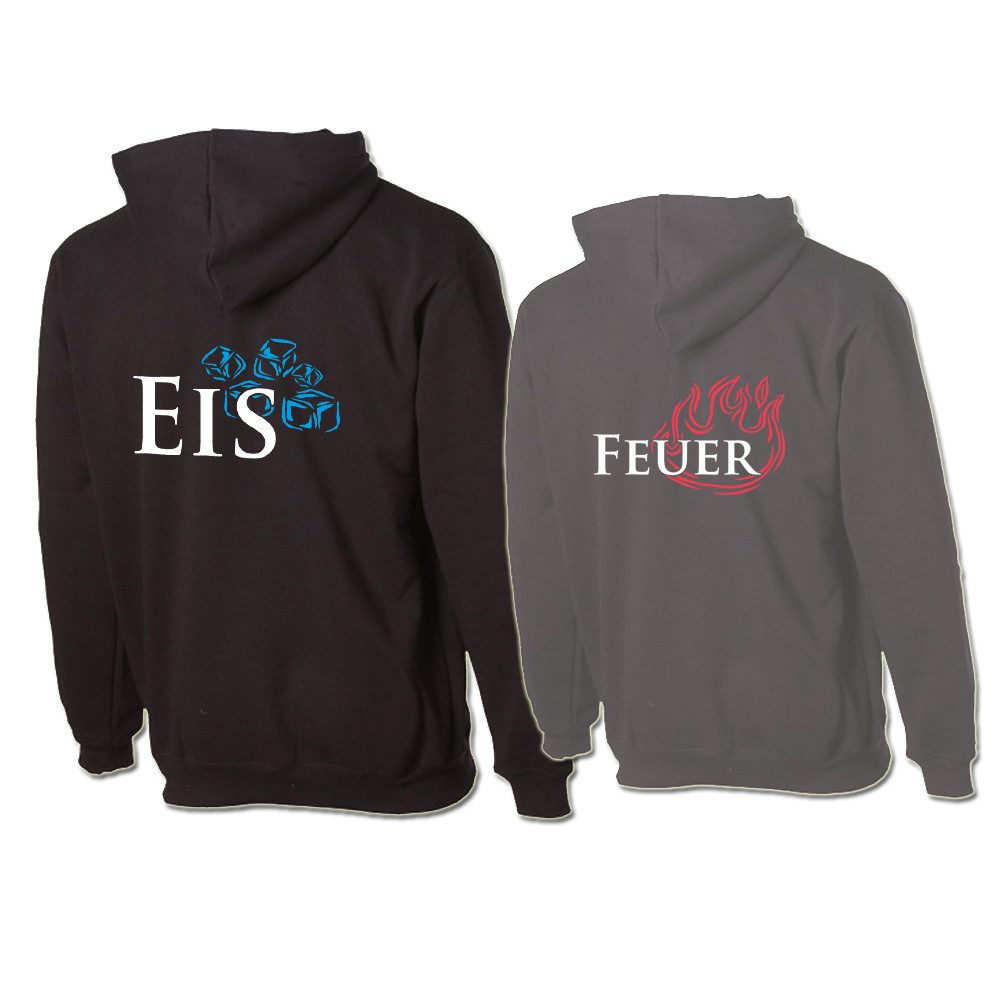 G-graphics Hoodie Eis & Feuer (Partner- / Paar-Set, Einzelteile zum selbst zusammenstellen) Aufdruck auf der Vorder- oder Rückseiteseite wählbar