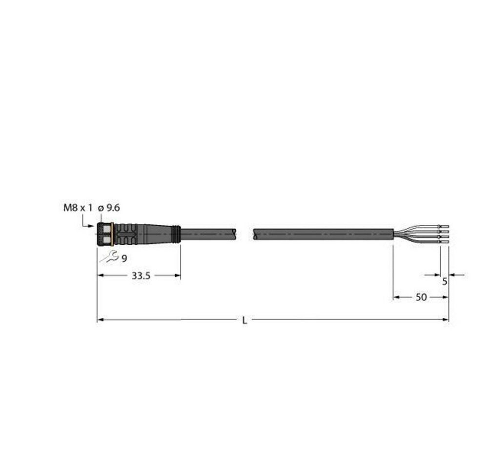Thumbnail - Turck Steckdose Turck 6625553 Sensor-/Aktor-Anschlussleitung 2 m Polzahl Sensoren: 4, PKG4M-2/TXL