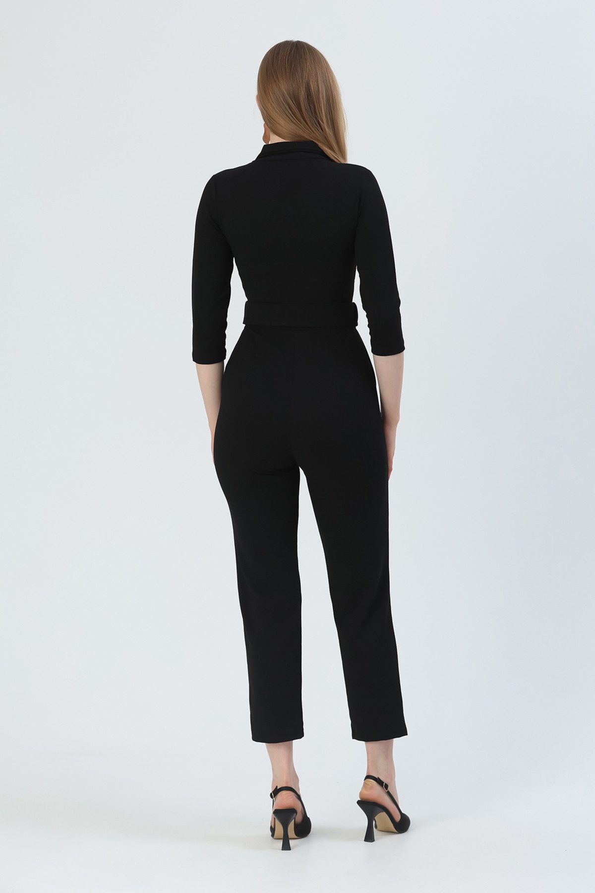 WOMAN VISION Overall Wickelkragen-Jumpsuit mit langen Ärmeln