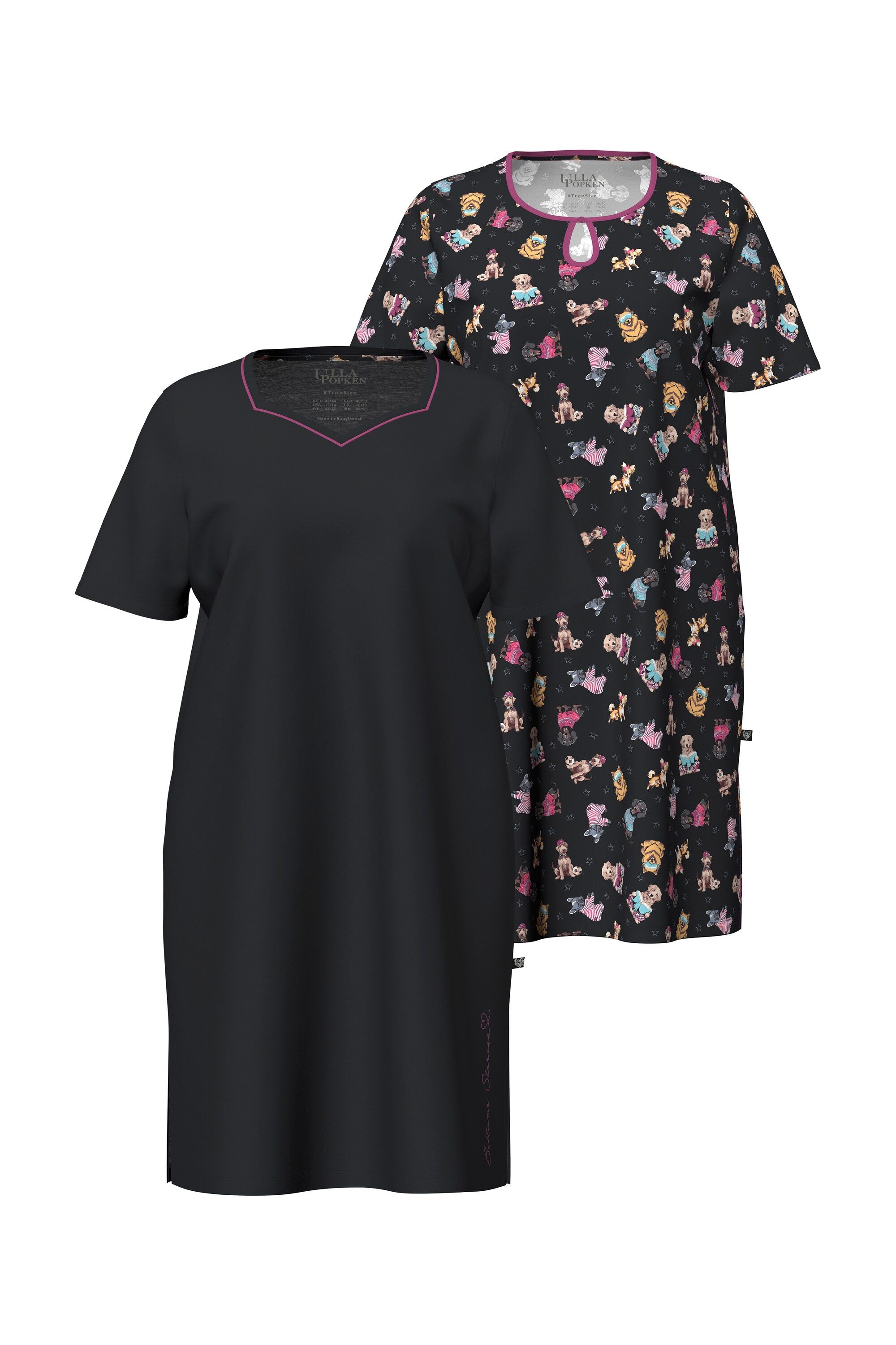 Ulla Popken Bigshirt Bigshirts 2er-Pack Hunde Rundhals-/Herzausschnitt