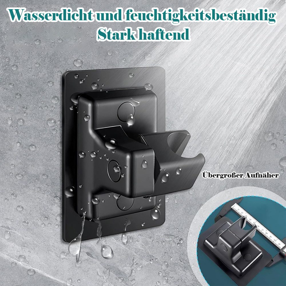 TUWENA Handbrause Duschhalterung Ohne Bohren, Universal Duschkopfhalter 360° drehbar, Verstellbarer Handbrause Halterung, Stark Haftender Duschhalterung
