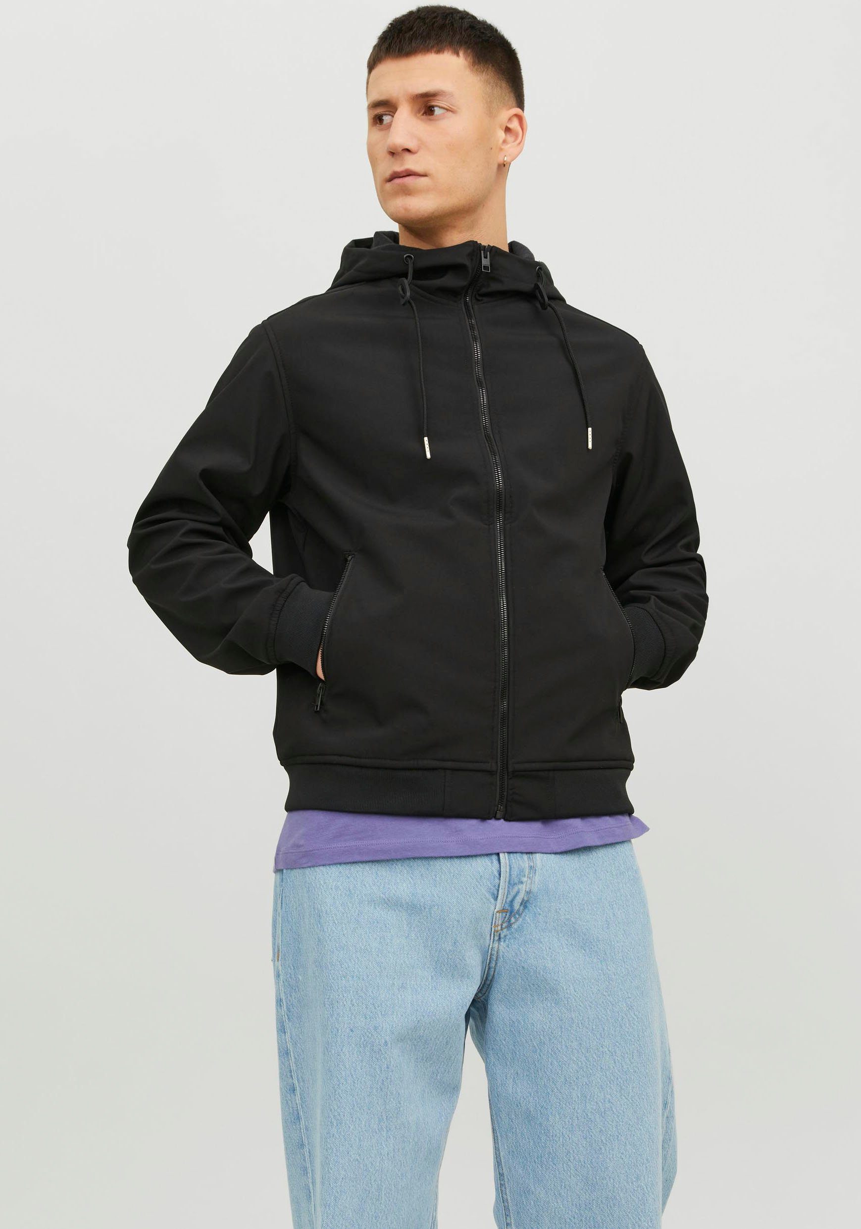 Jack & SOFTSHELL Jones HOOD Softshelljacke NOOS JJEBASIC Black