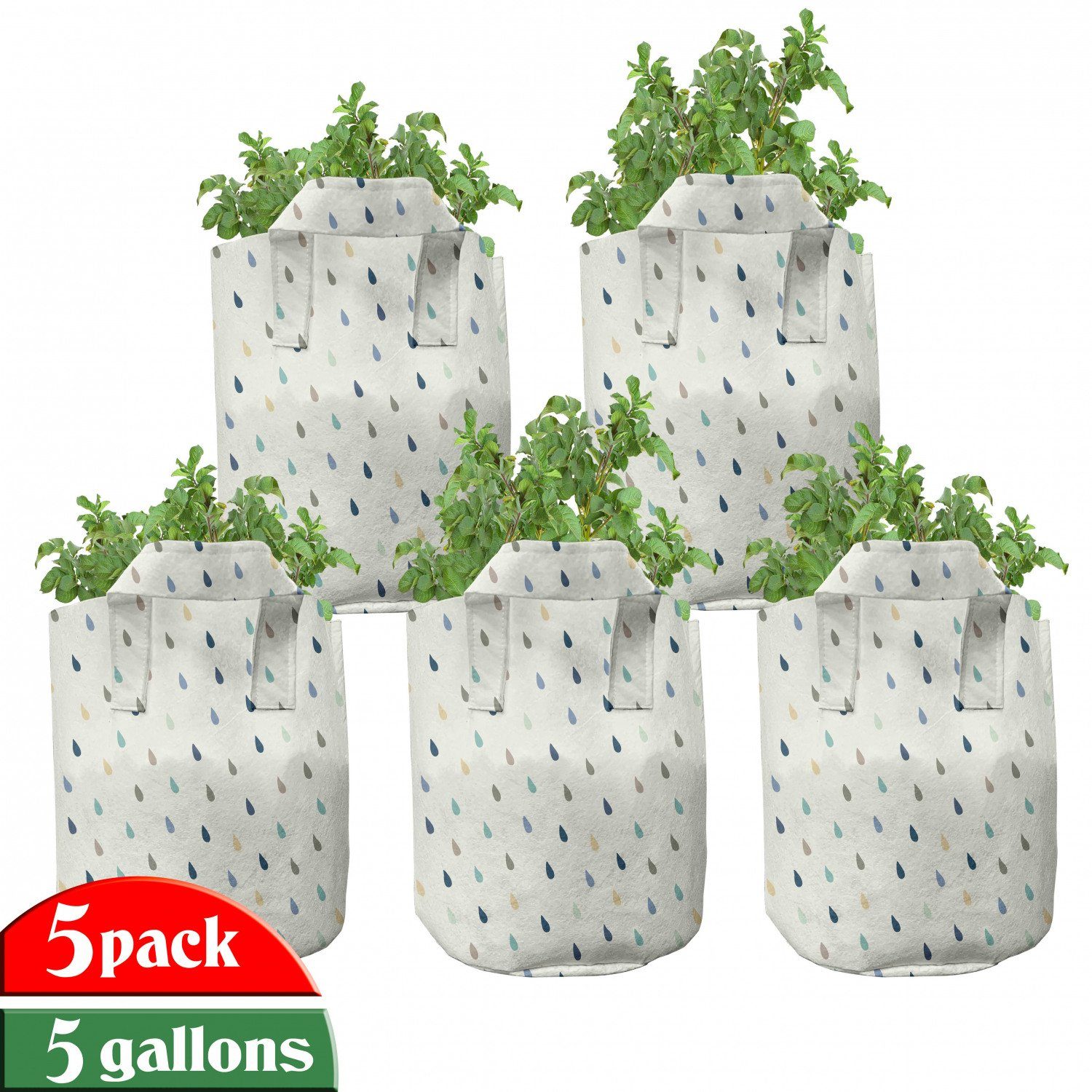 Abakuhaus Weiß Stofftöpfe Pflanzen, mit Bunte für Droplet hochleistungsfähig Pflanzkübel Muster Griffen