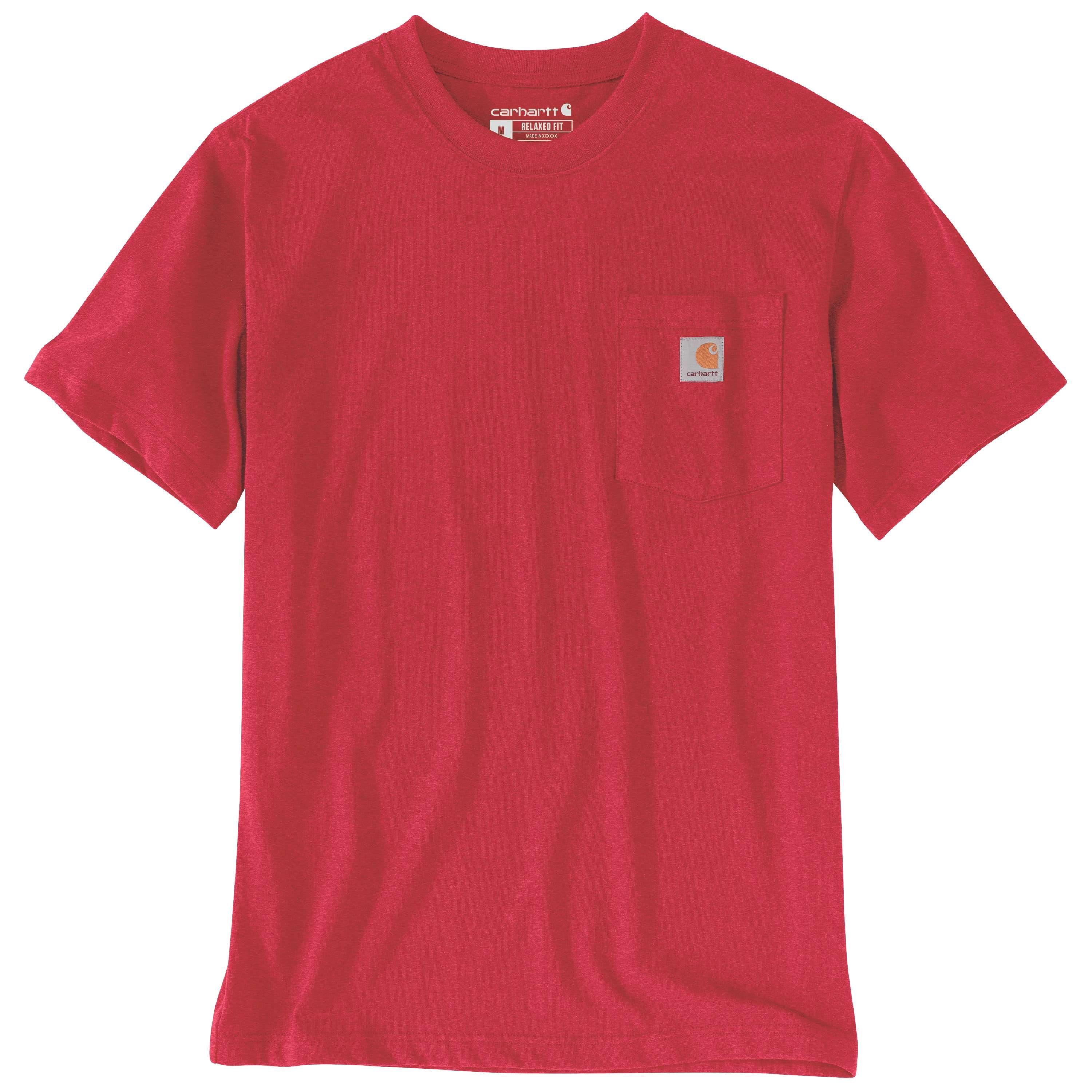 Carhartt S/S fire heather Logo T-SHIRT K87 Rundhalsshirt mit POCKET red (1-tlg) Carhartt Brusttasche 103296