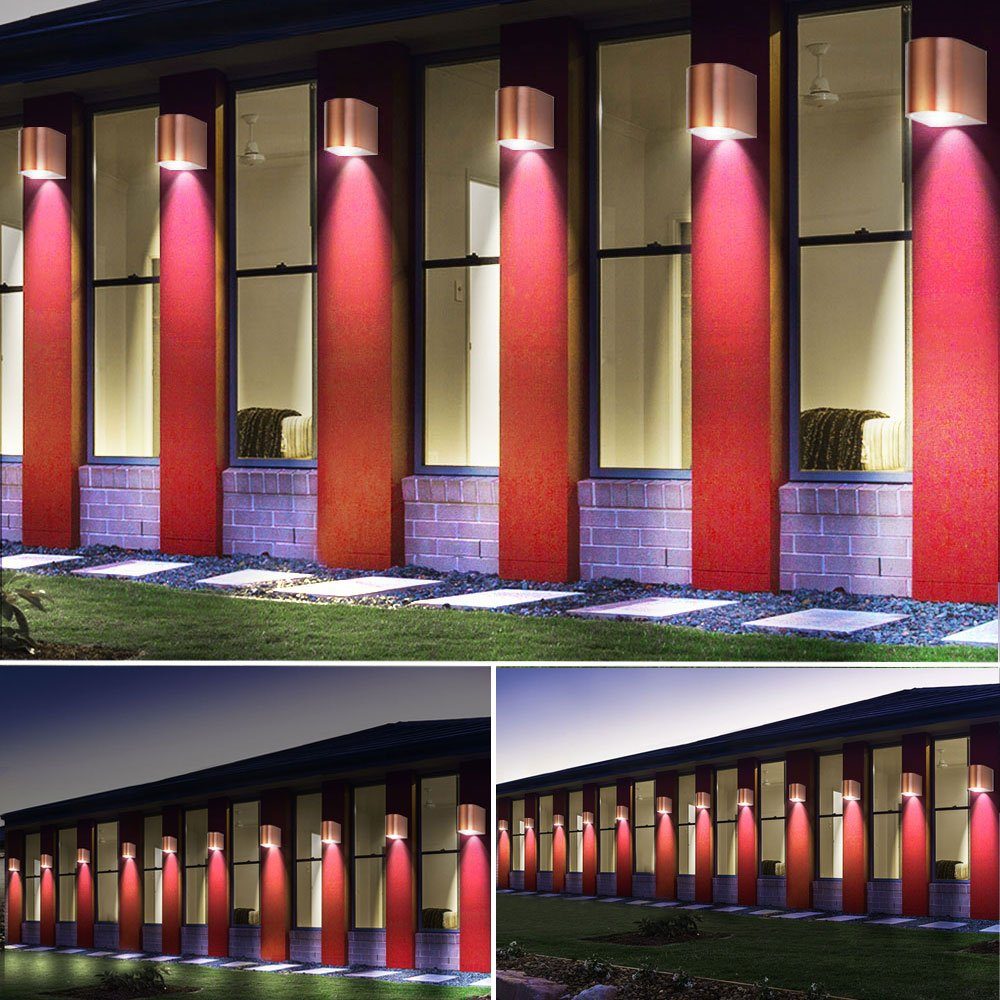 etc-shop Außen-Wandleuchte, Außen Lampe Down Haus Spots Fassaden Strahler Alu Beleuchtung Garten