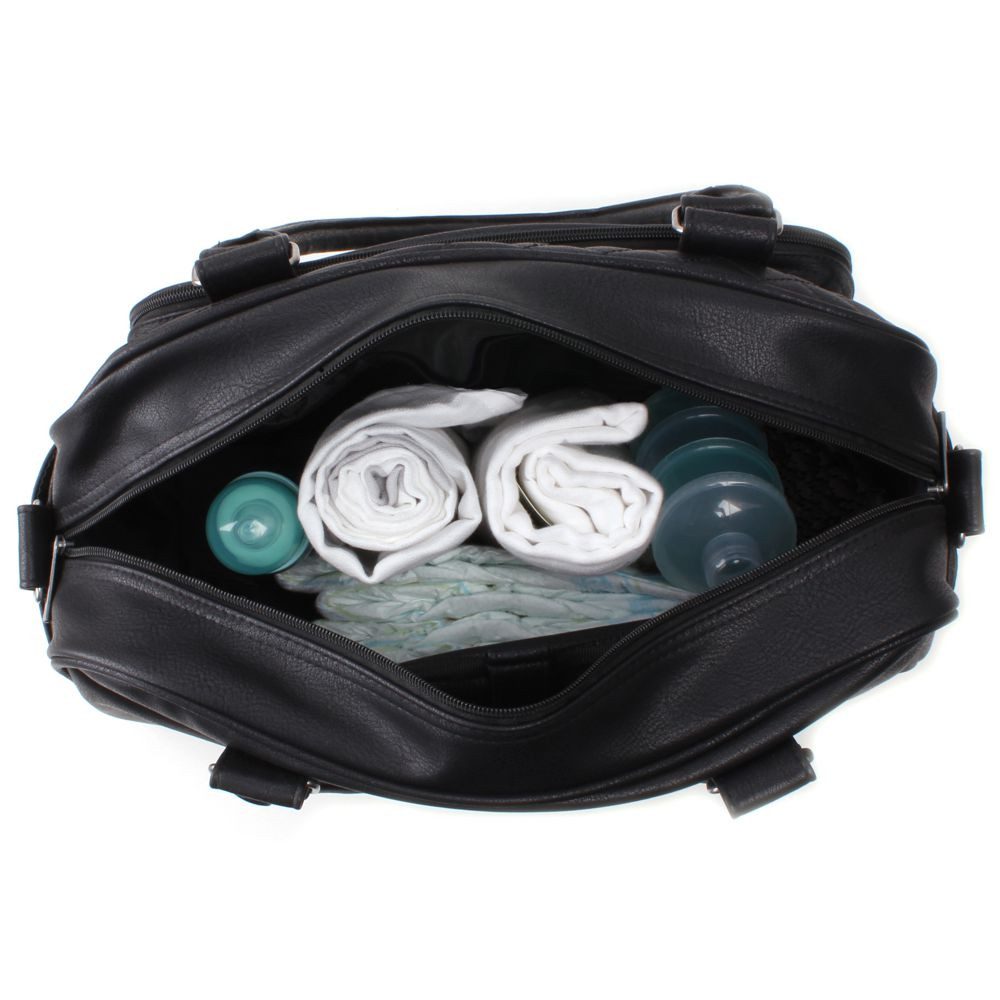 Vadobag Wickeltasche Große Schwarze Baby Wickeltasche Kunstleder mit Wickelunterlage – Bild 5 von 5
