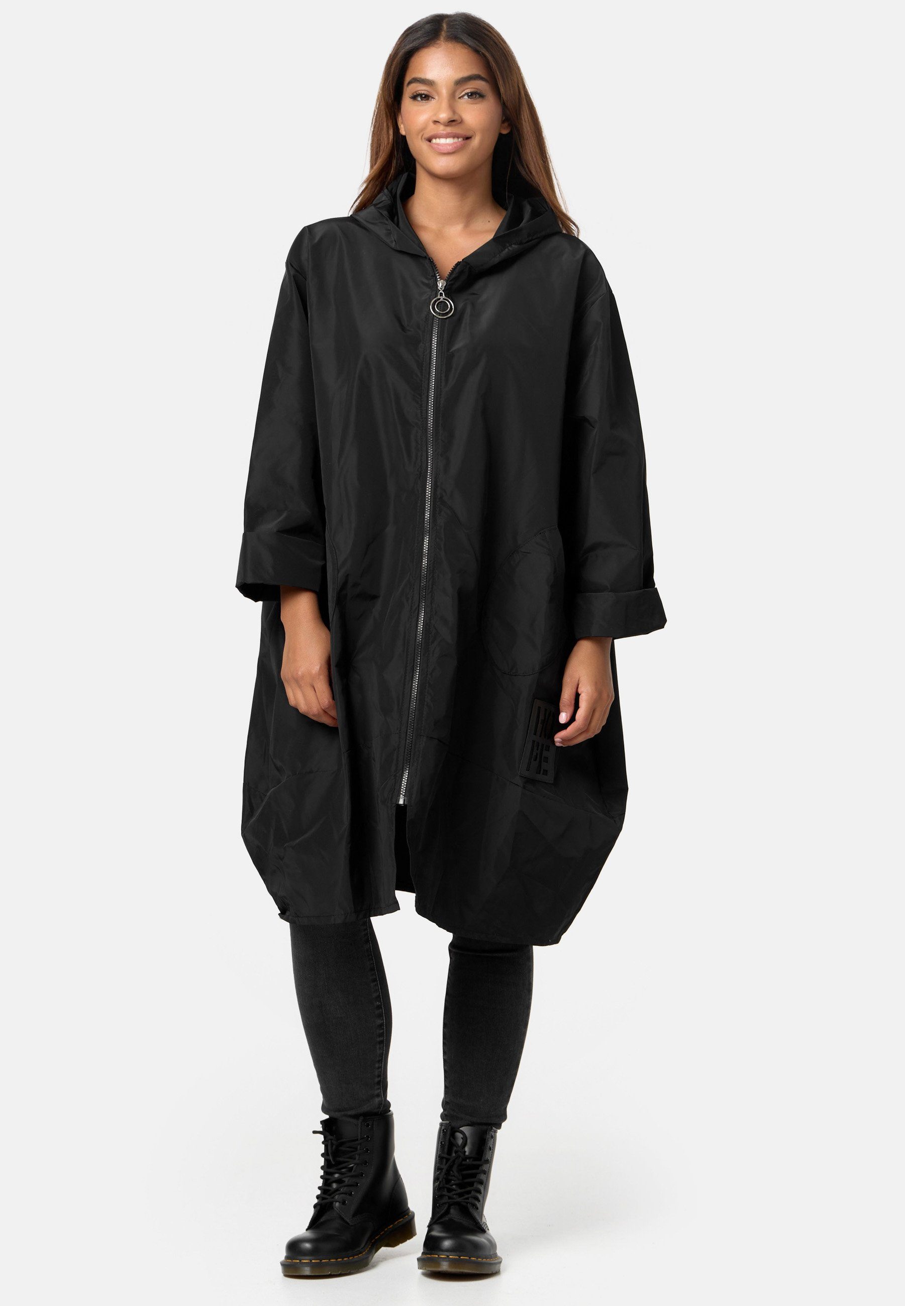 Worldclassca Regenjacke Worldclassca Oversized Regenmantel Coat Windbreaker Kapuzenjacke Schwarz