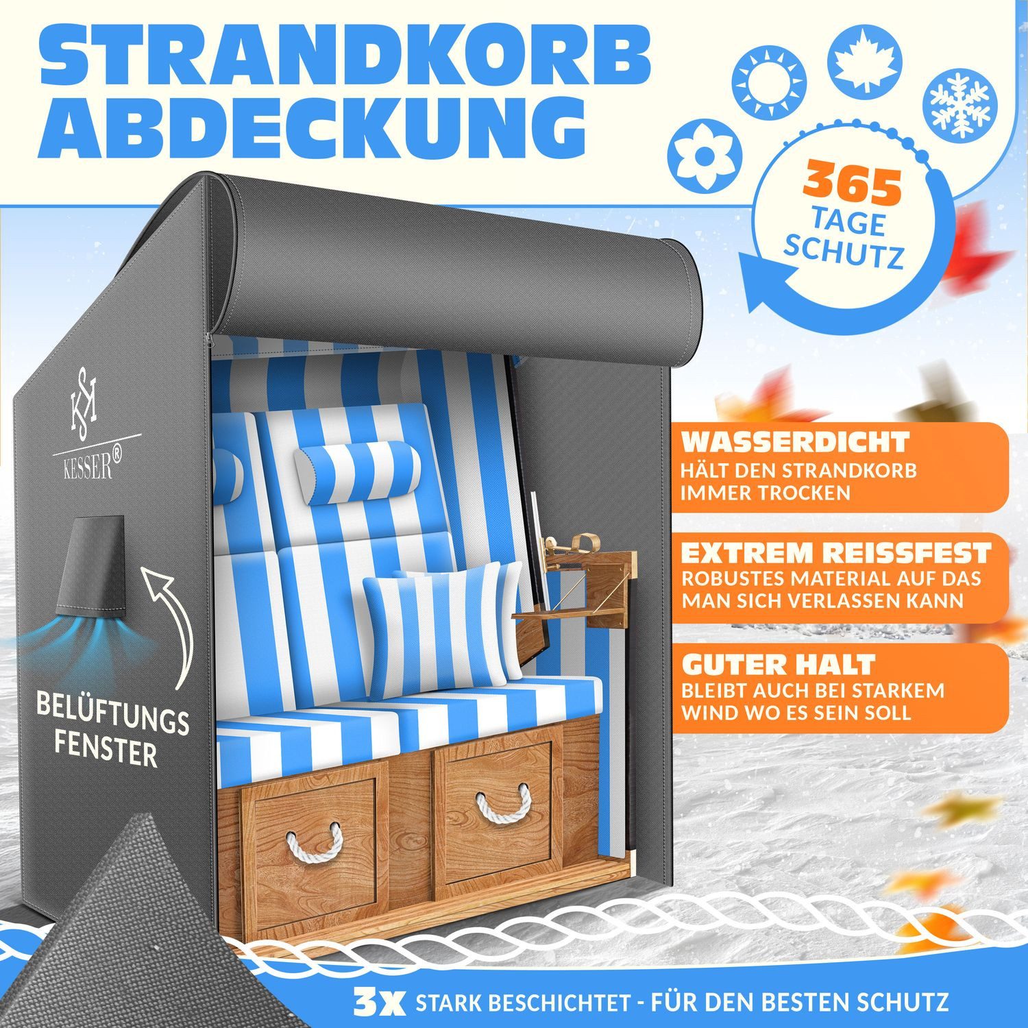 KESSER Strandkorb-Schutzhülle Premium Abdeckung 600D Oxford Gewebe (Strandk günstig online kaufen