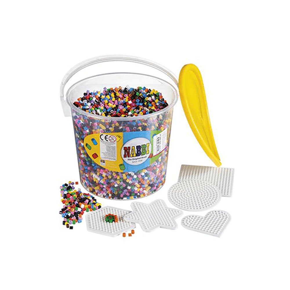 NABBI Bügelperlen Nabbi® Bügelperlen Set im Eimer, 17.000 Stk, 5 Steckplatten, Mix