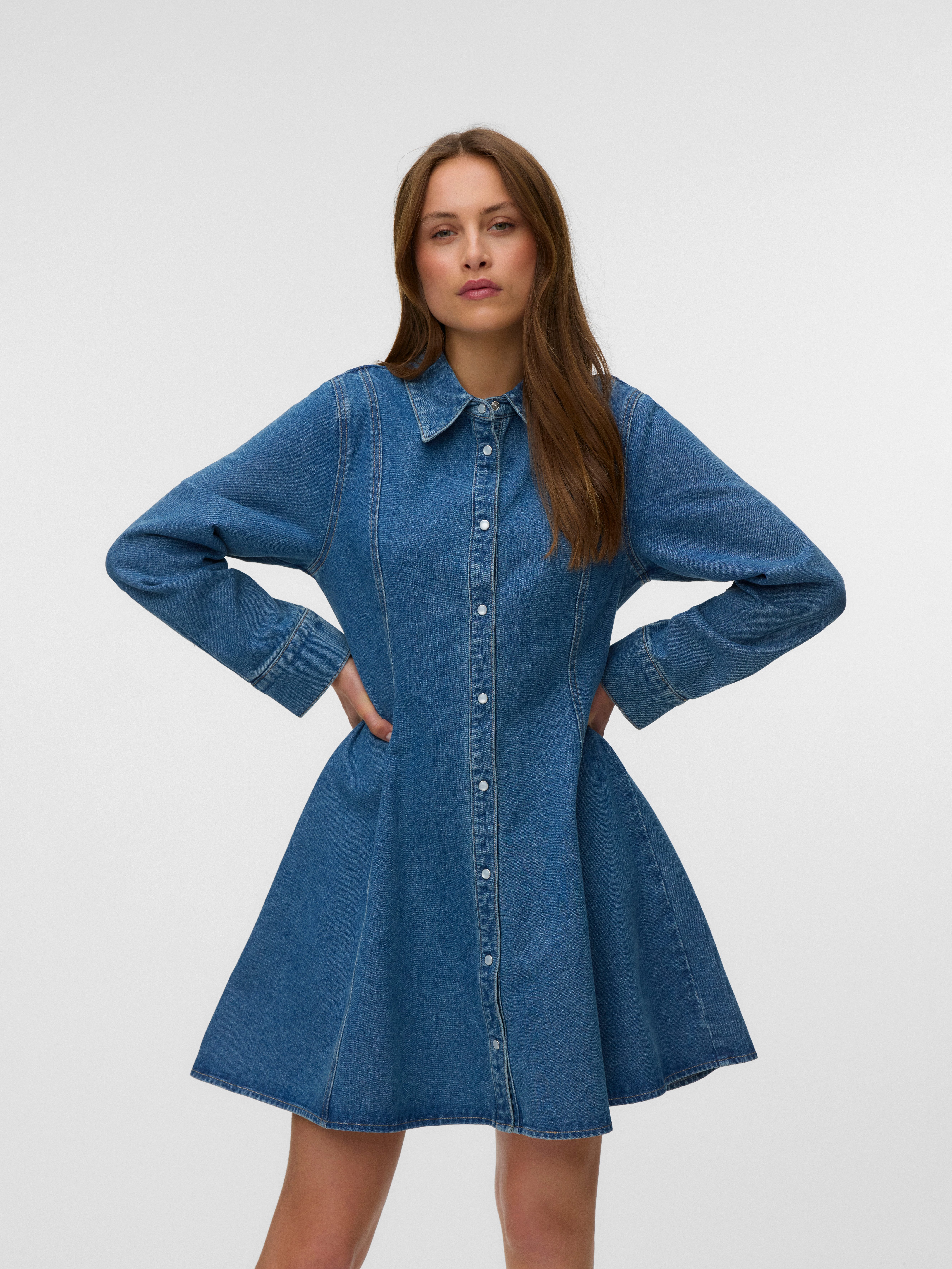 Vero Moda Jeanskleid VMJESSIE LS SHORT DENIM DRESS NOOS Baumwollmischung