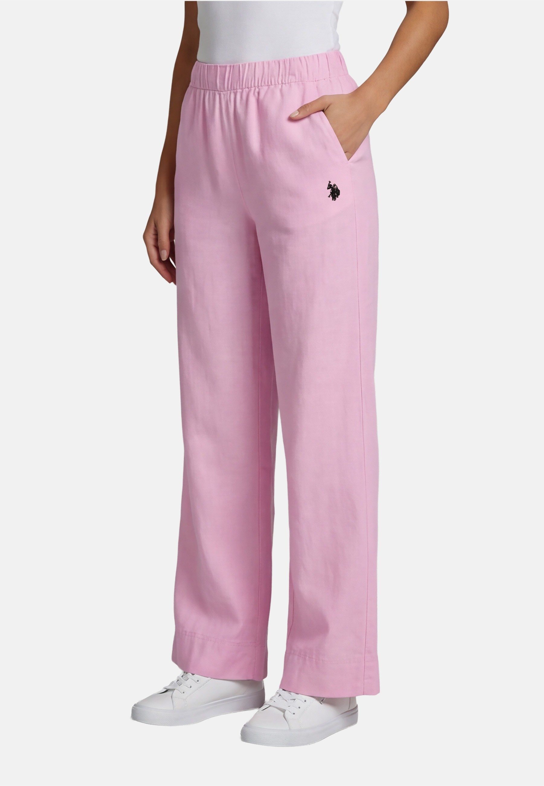U.S. Polo Assn. Leinenhose USMoolly Damen - Sommerhose luftig mit elastischem Bund Leichte Hose aus Leinenmix mit Taschen und Komfortbund