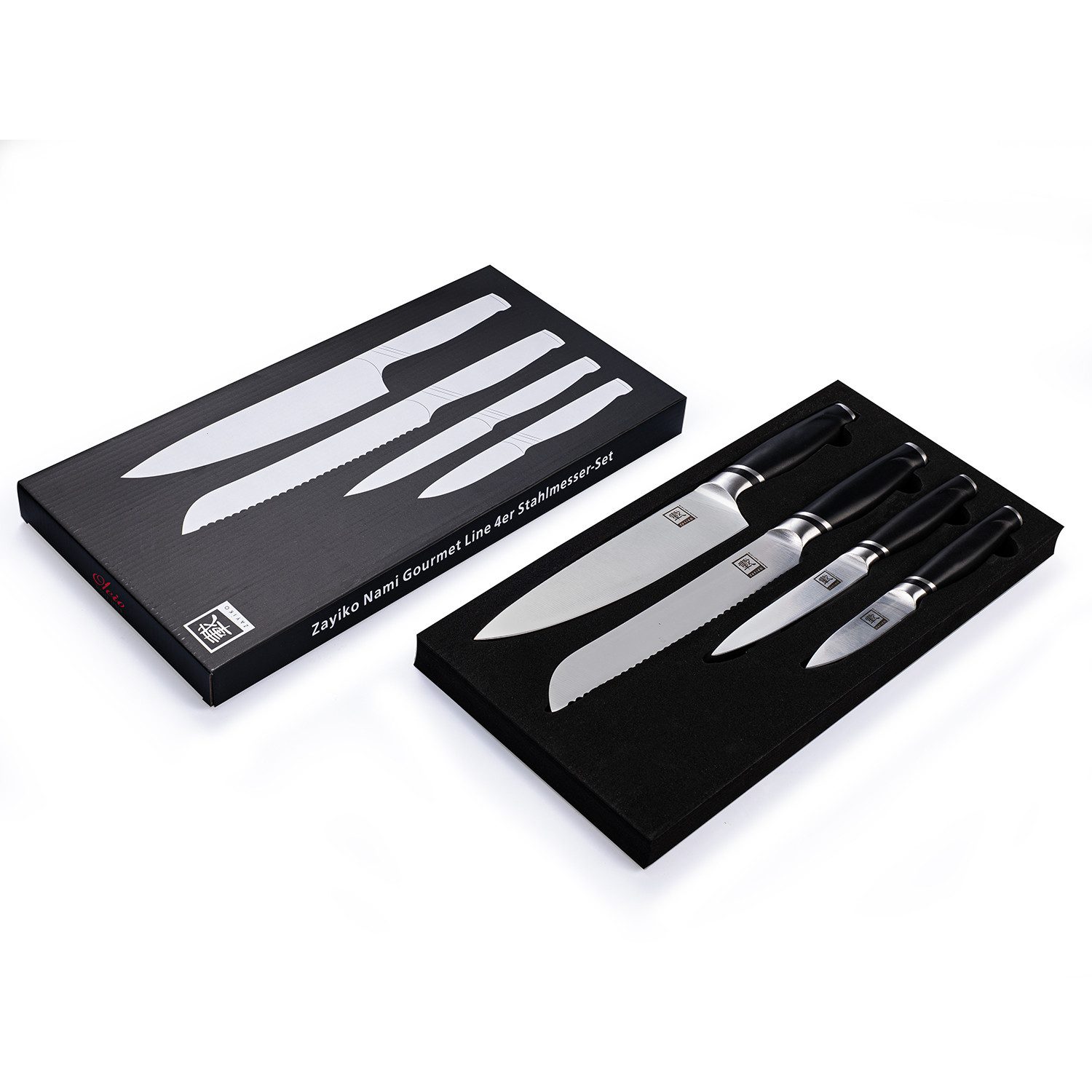 ZAYIKO Messer-Set 4er Küchenmesser-Set 8 bis 20 cm Edelstahlklingen mit ABS Griff (Stahlmesser mit Geschenkbox, 4-tlg., 4er Edelstahl-Messer-Set), Deutscher Edelstahl 1.4116