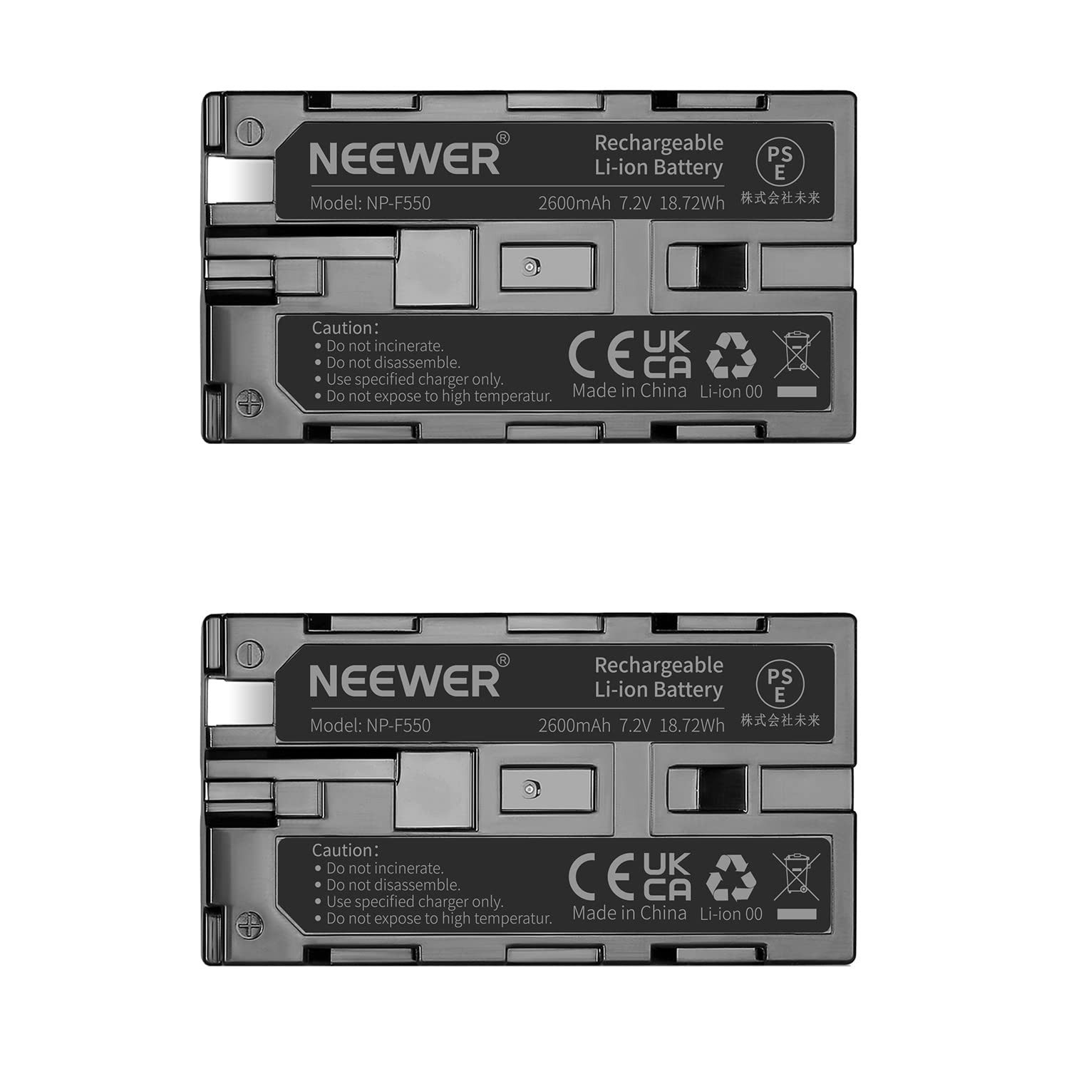 Neewer NP-F550 Akku 2er-Pack, 2600mAh, für Sony Kameralicht Kamera-Akku 2600 mAh
