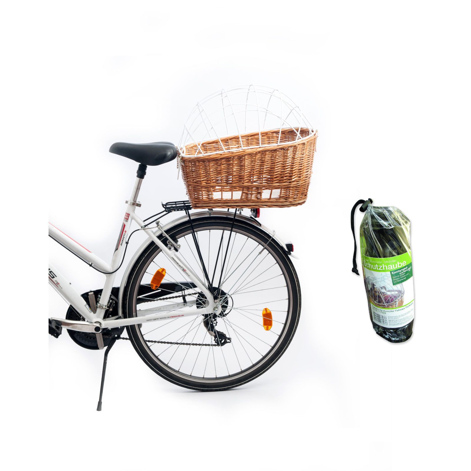 Aumüller Tierfahrradkorb Fahrrad-Tierkorb mit Halter + Schutzhaube, Gepäckträgermontage