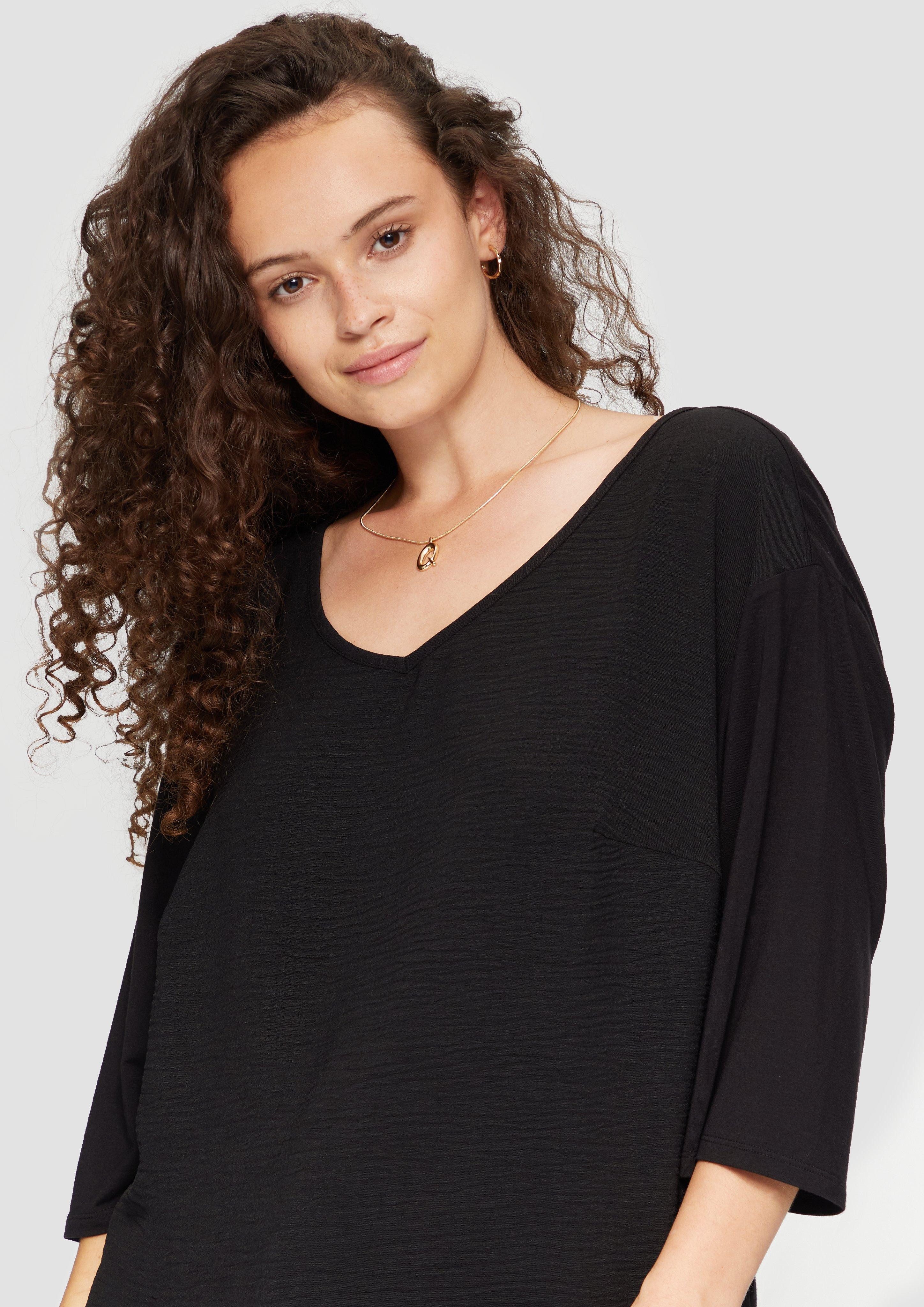 QS Kurzarmshirt Shirt im Fabricmix und günstig online kaufen
