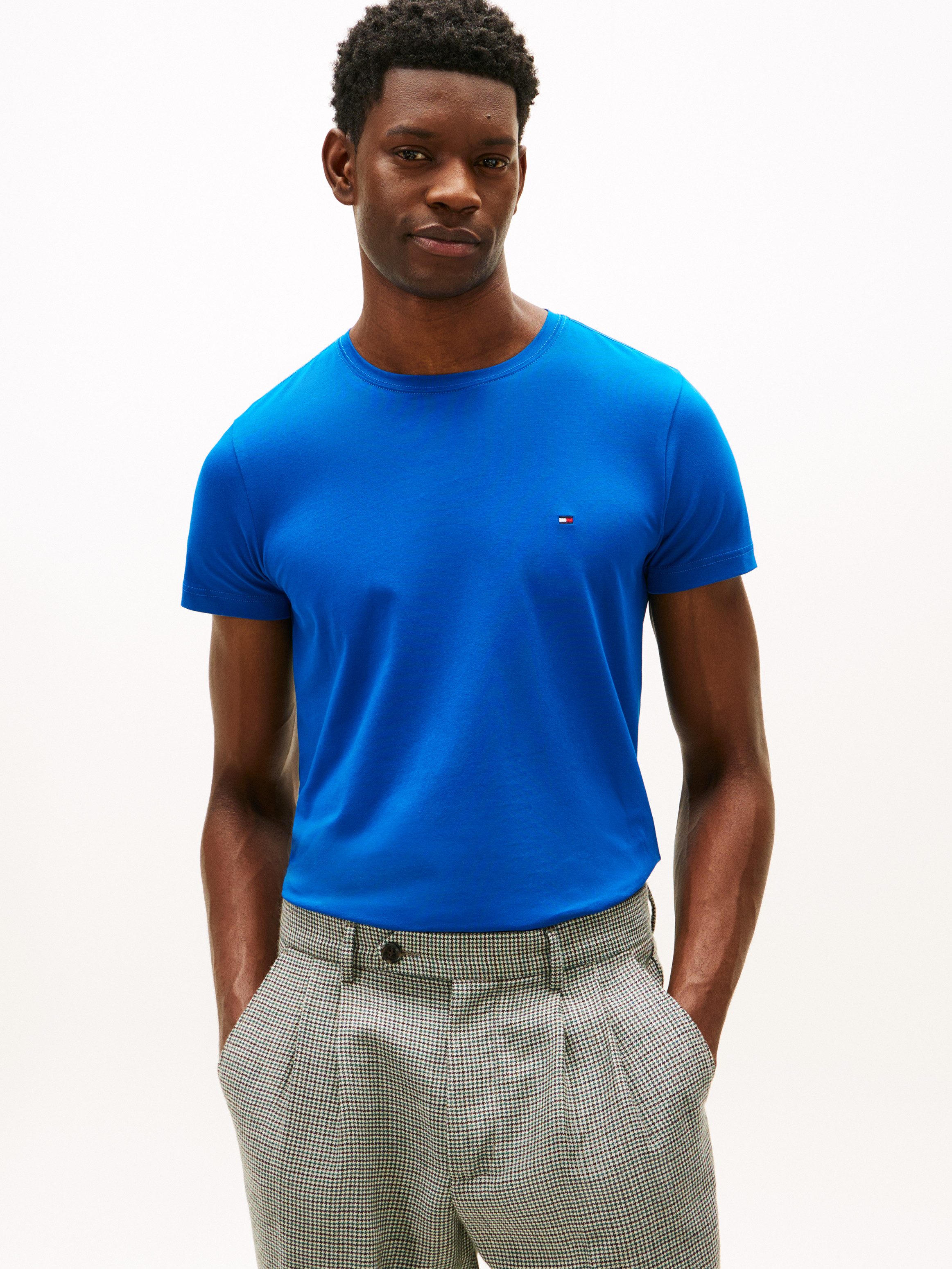 Tommy Hilfiger T-Shirt STRETCH SLIM FIT TEE mit Rundhals und Logostickerei günstig online kaufen