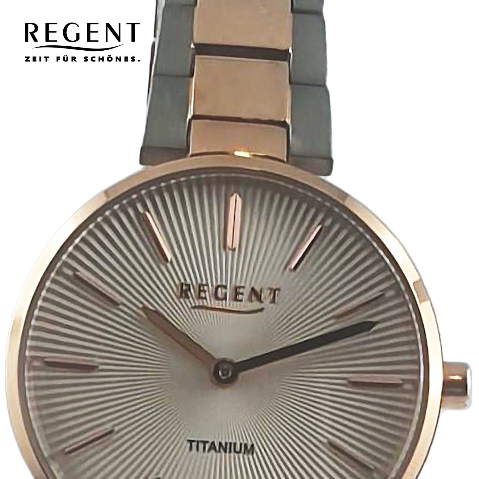 extra (ca. Metallarmband Analog, Quarzuhr groß Armbanduhr Regent 30mm), Damen rund, Damen Regent Armbanduhr