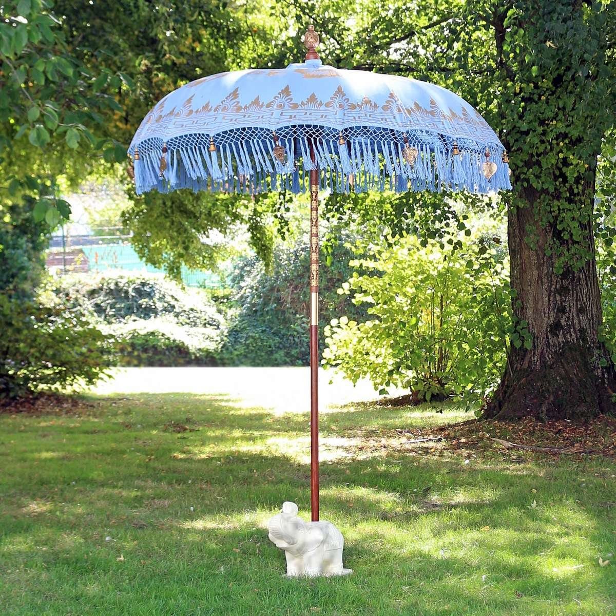 Oriental Galerie Sonnenschirm Bali-Sonnenschirm Blau Gold Bemalung 180 cm F günstig online kaufen