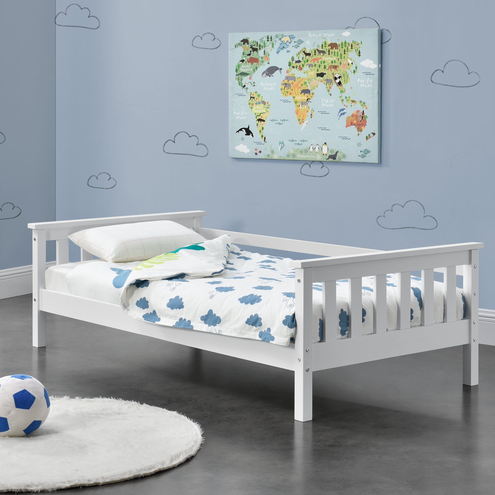en.casa Kinderbett, »Nuuk« Bett mit Rausfallschutz weiß 80x160cm