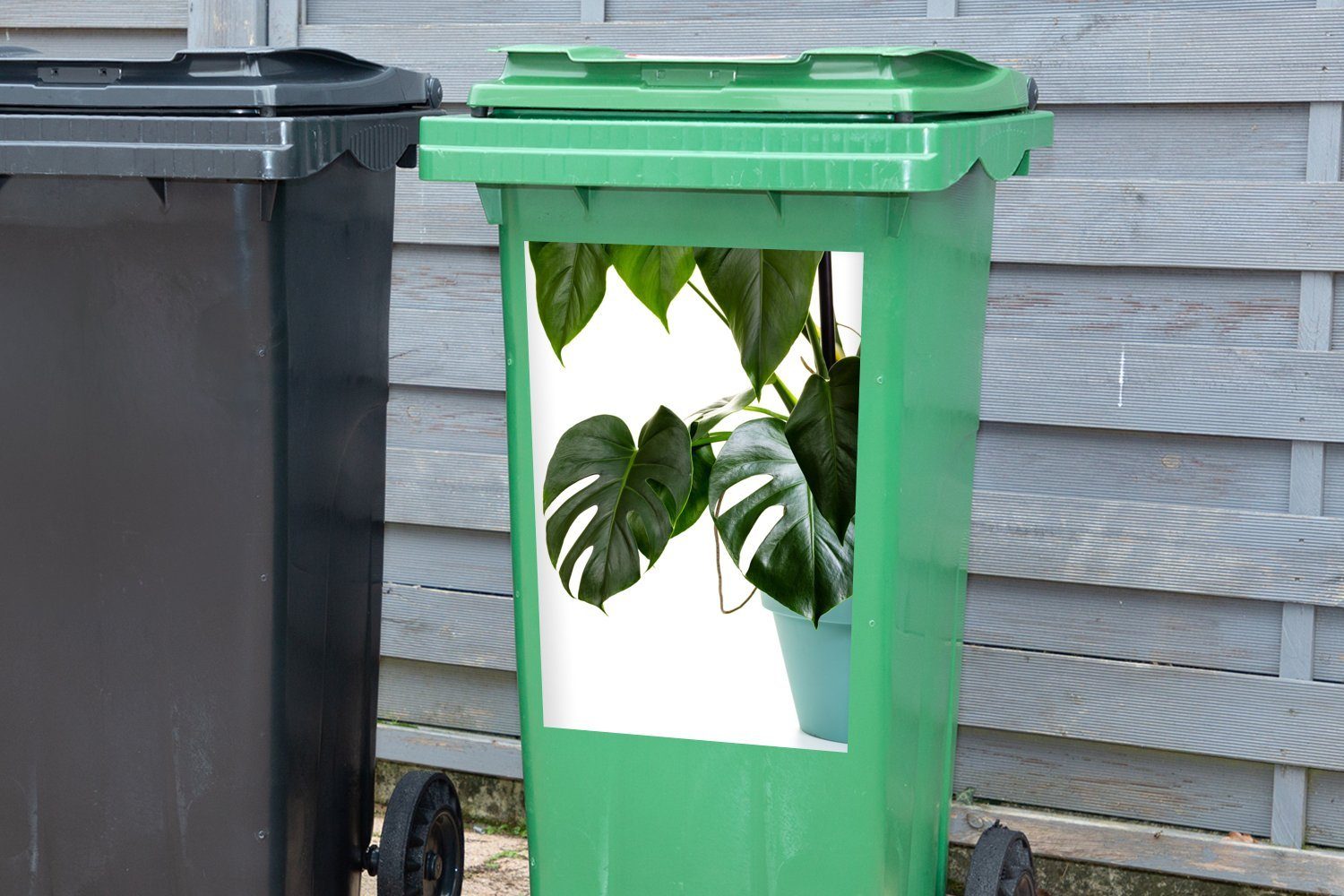 MuchoWow Wandsticker Monsterpflanze im Topf Mülleimer-aufkleber, St), Container, (1 Mülltonne, Sticker, Abfalbehälter