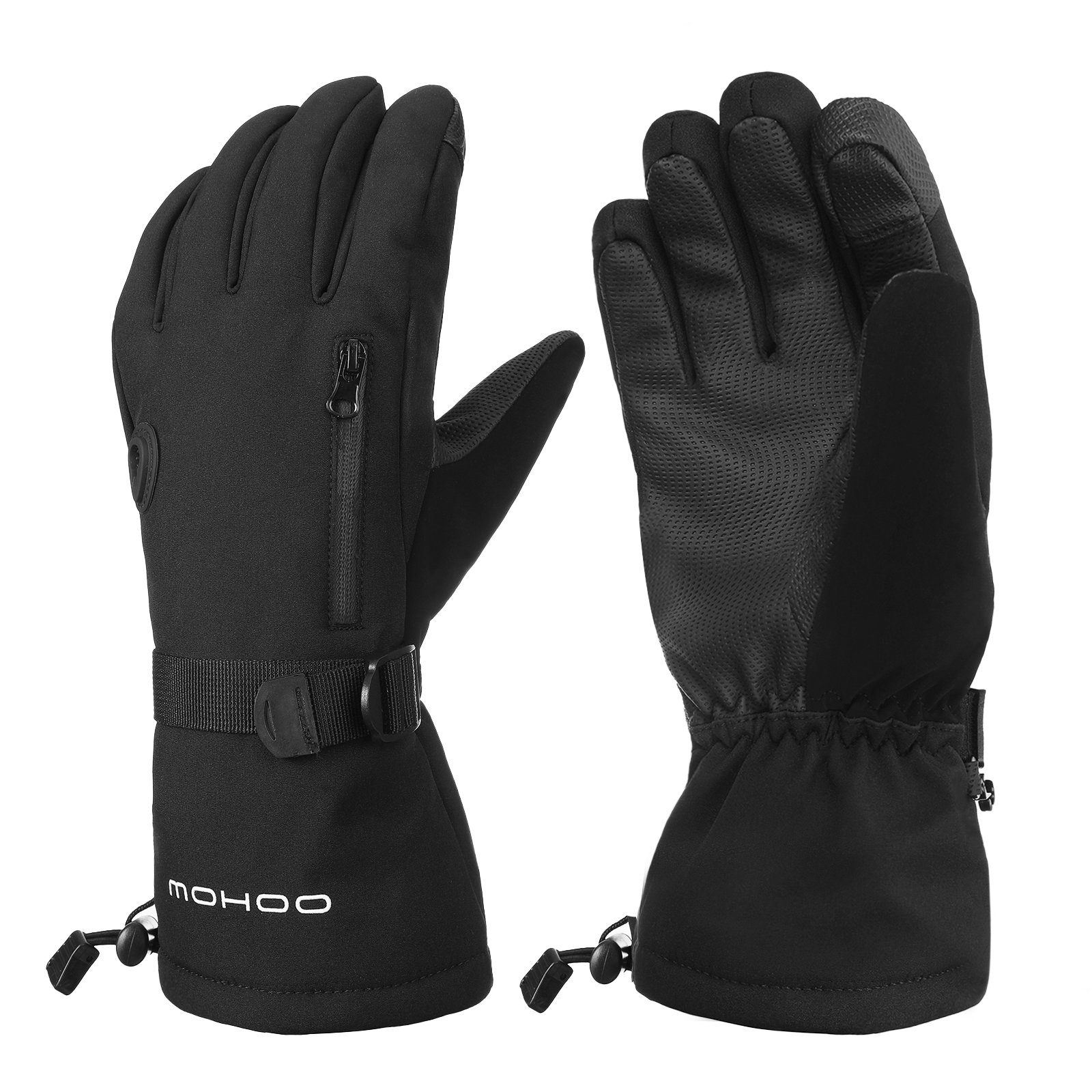 Mohoo Skihandschuhe Winter Fahrrad Handschuhe, Skihandschuhe Touchscreen, Wasserdicht Schwarz (M)