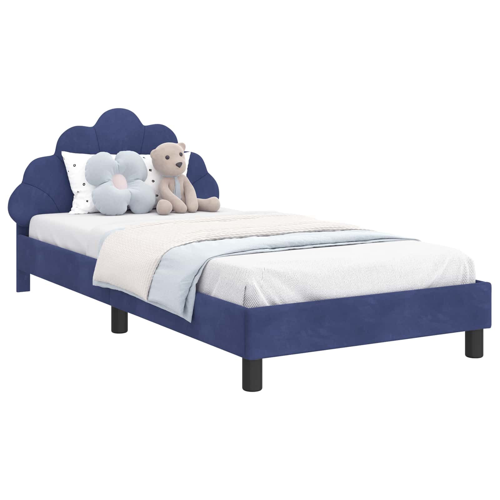 vidaXL Bett Kinderbettgestell mit Kopfteil Polizeiblau 80 x 200 cm Samt (1- günstig online kaufen