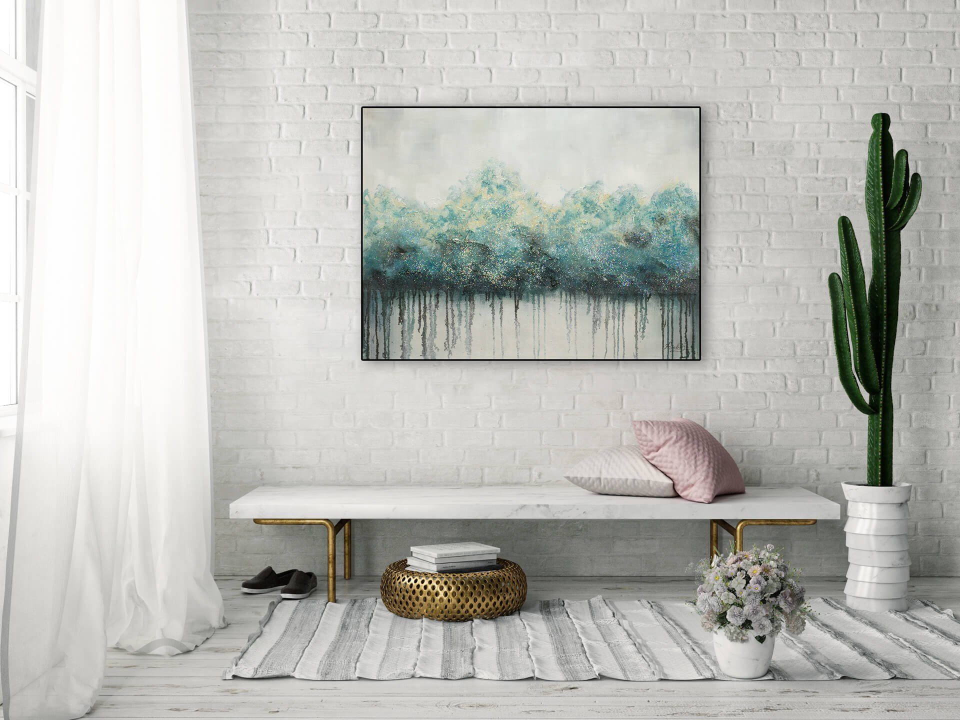 Impermeable Forest Leinwandbild Wohnzimmer cm, 100x75 HANDGEMALT Wandbild KUNSTLOFT 100% Gemälde