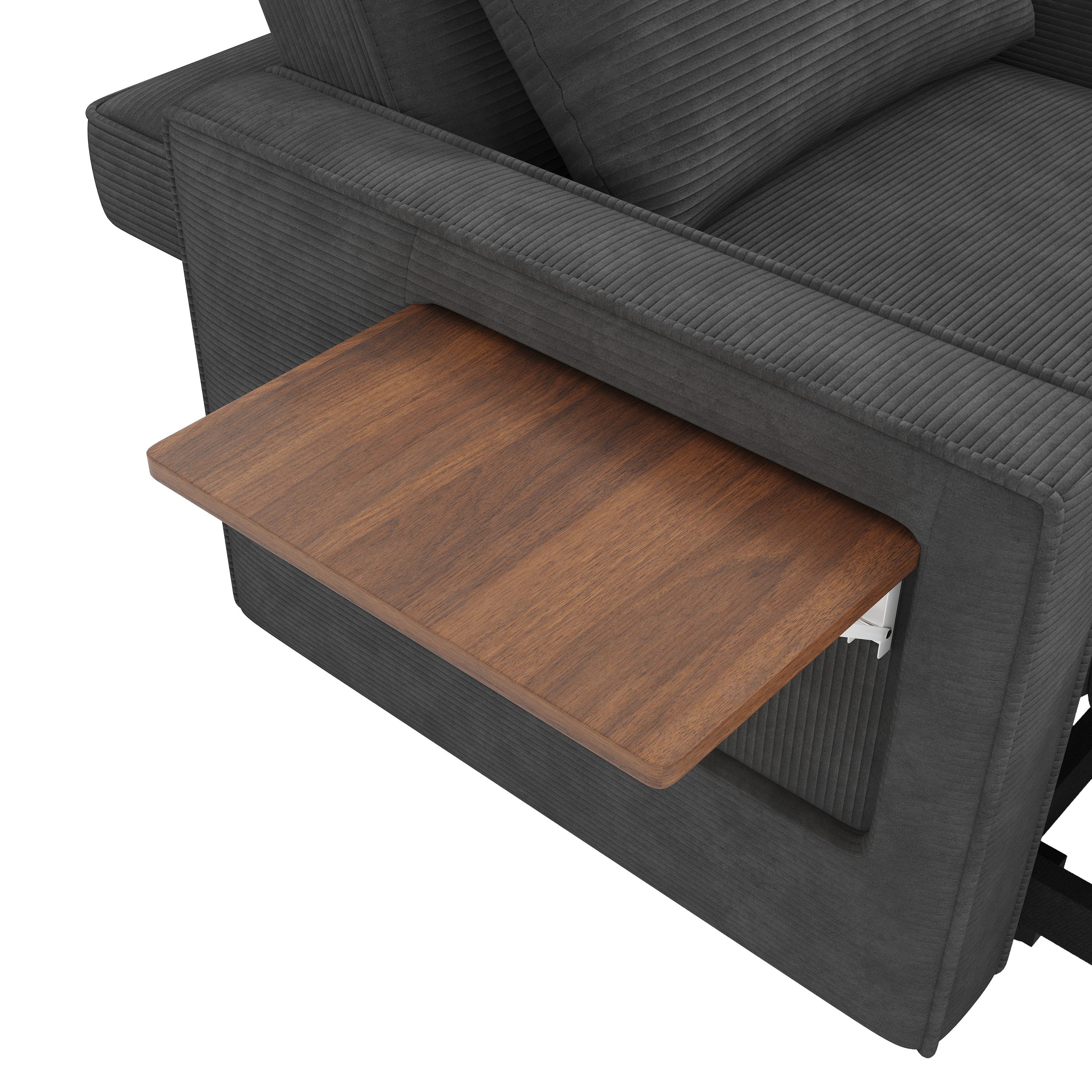 i@home Relaxsessel 1-Sitzer Sofa, faltbares Schlafsofa, Schlafsessel (platzsparend für Wohnzimmer und Schlafzimmer), mit USB-Ladeanschluss und Handyhalter, Grau/Beige