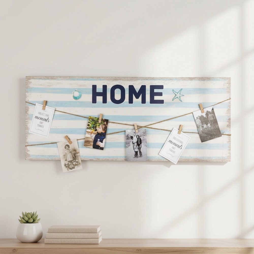 Mucola Fotohalter Fotowand HOME Deko Bilder Galerie 100 x 40 cm Wandcollage, für 20 Bilder (Stück, 1 St), Fotowand, inklusive Bilder und Klammern wie abgebildet