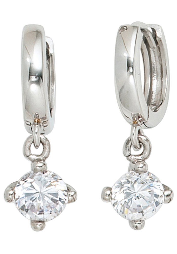 JOBO Paar Creolen, 925 Silber mit Zirkon...