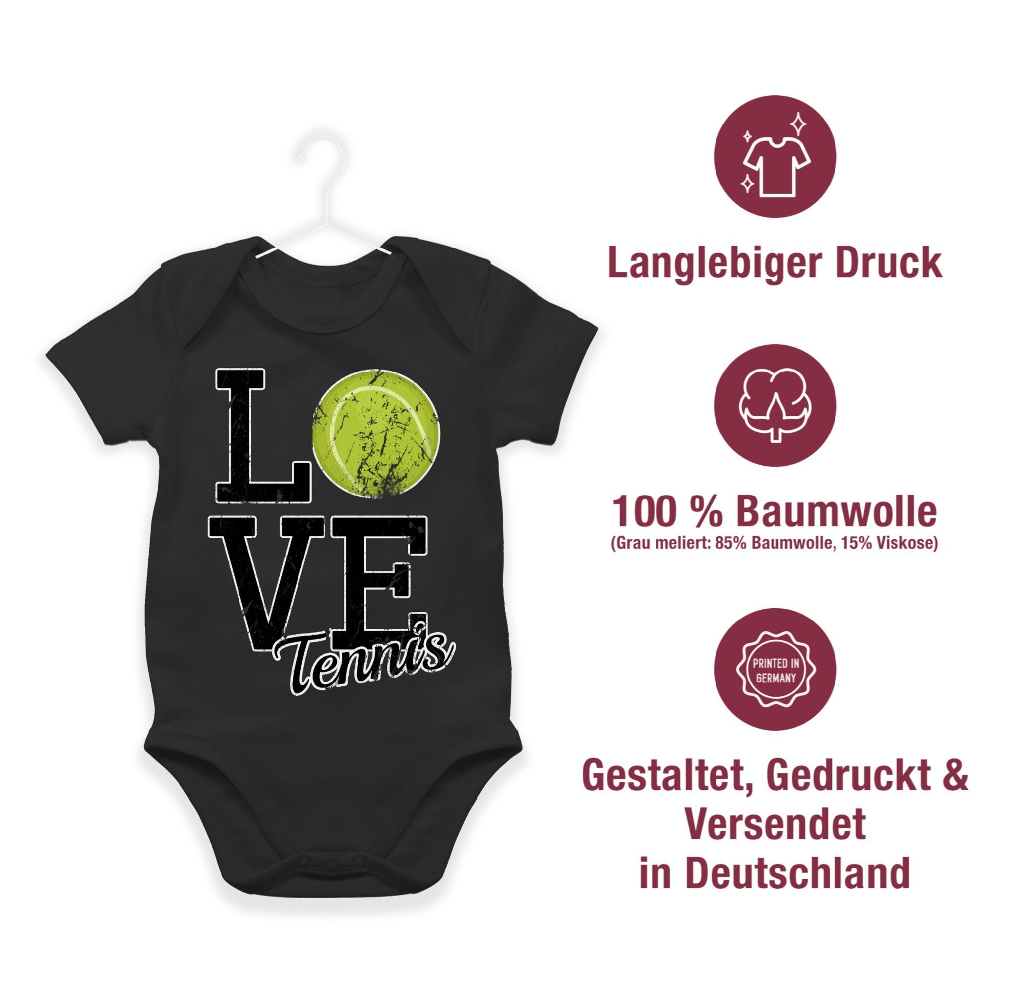 Shirtracer Shirtbody Love Tennis & Bewegung Baby Schwarz 2 Sport