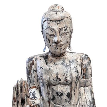 Asien LifeStyle Buddhafigur Montags Buddha Figur Holz Thailand 140cm groß