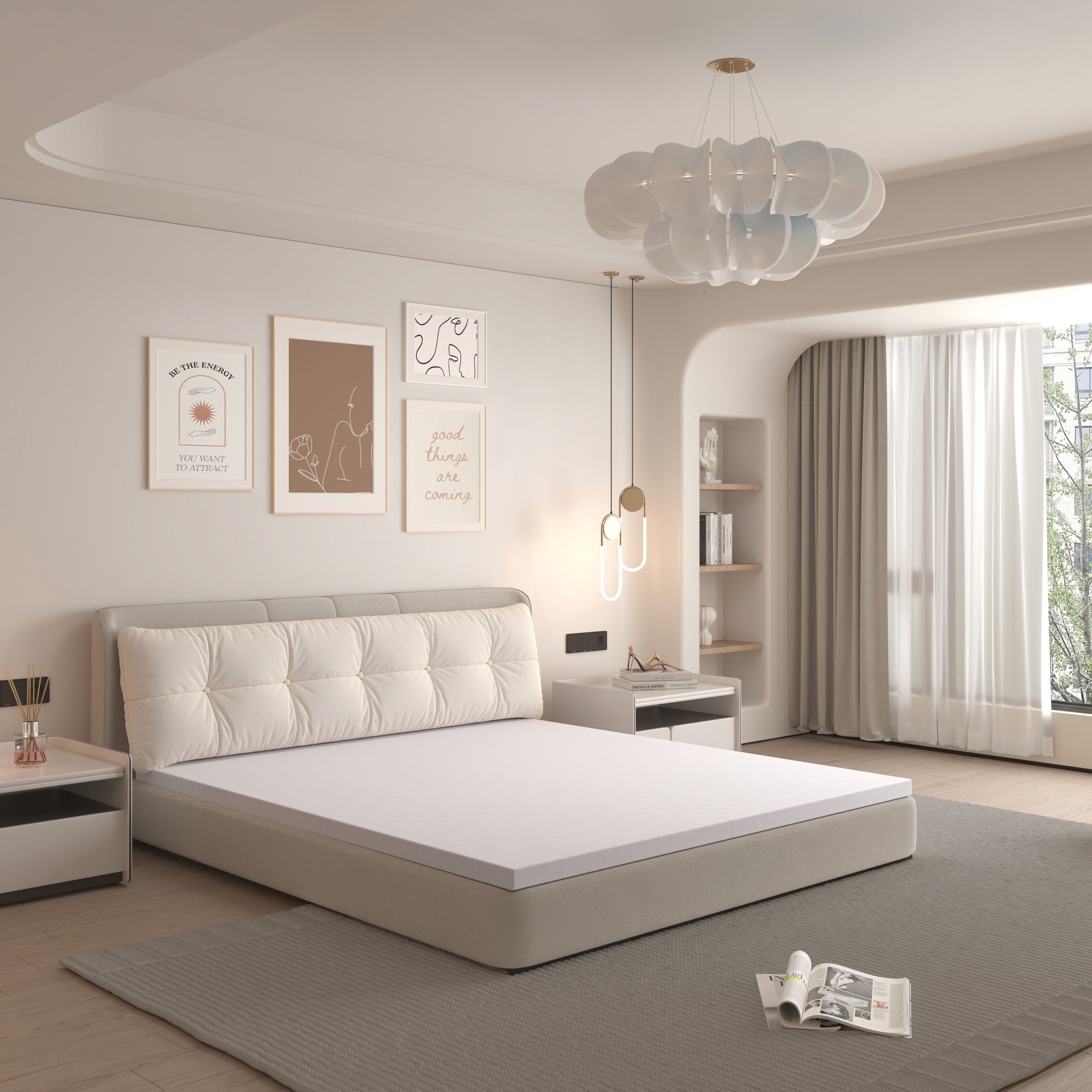 KLAM HOME, Topper Topper Matratzenauflage Medium Härte H3, 5 cm hoch, (Komfort Auflage 90-180x200 Cm Mit Waschbarem Bezug Für Matratzen), Hygienische Allergikerfreundliche Matratzen Topper Atmungsaktiv
