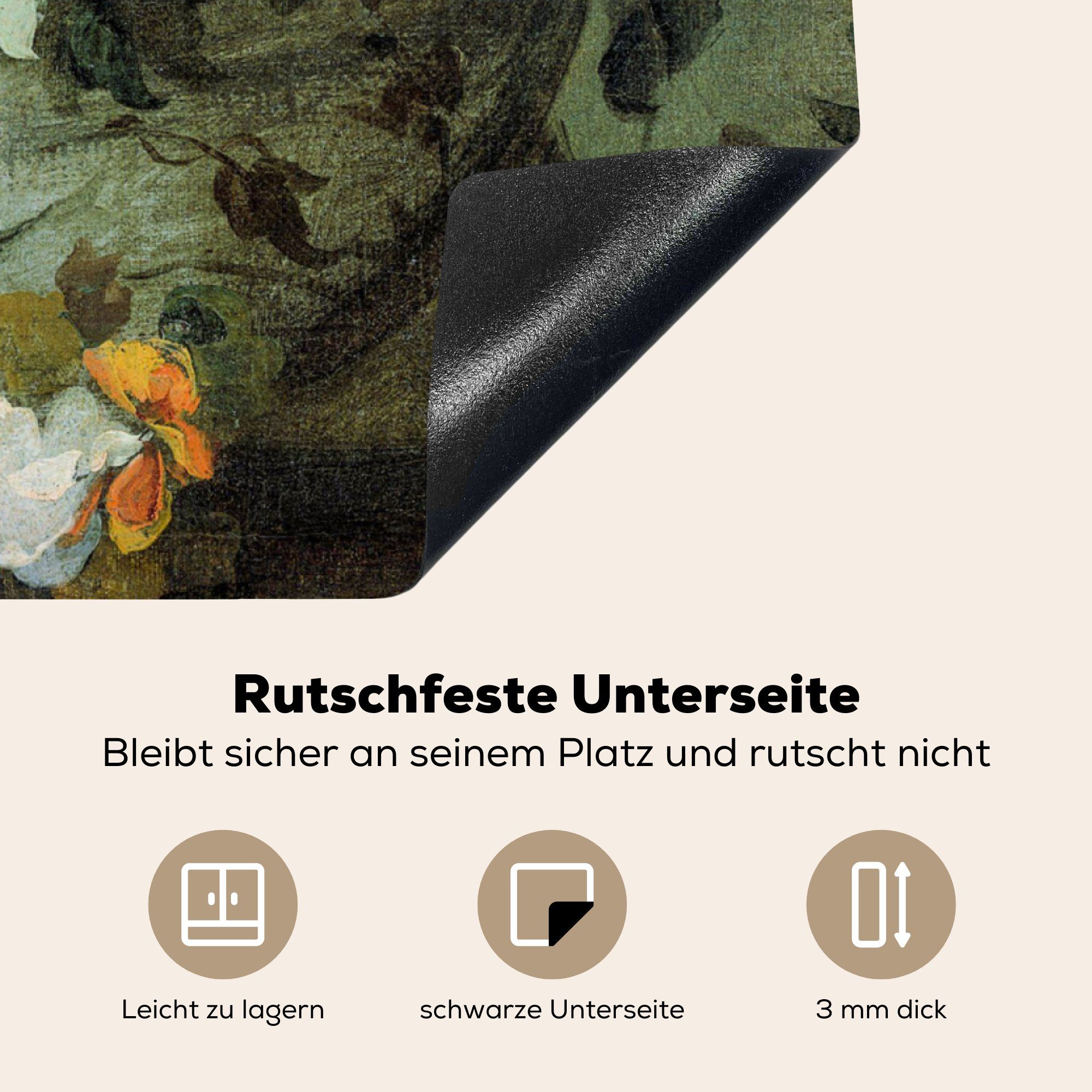 tlg), Arbeitsplatte küche Blumen Alte für Herdblende-/Abdeckplatte - Vinyl, Barock, Ceranfeldabdeckung, cm, MuchoWow (1 Meister 78x78 -