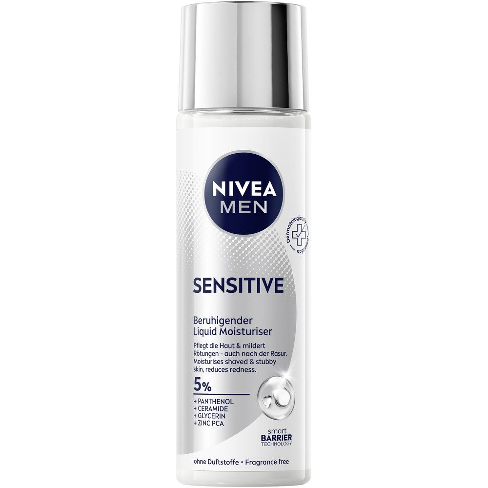 Nivea Men Feuchtigkeitsgel NIVEA MEN Sensitive Beruhigender Liquid Moisturizer, mit Smart Barrier Technology, ultraleichte Textur, parfümfrei