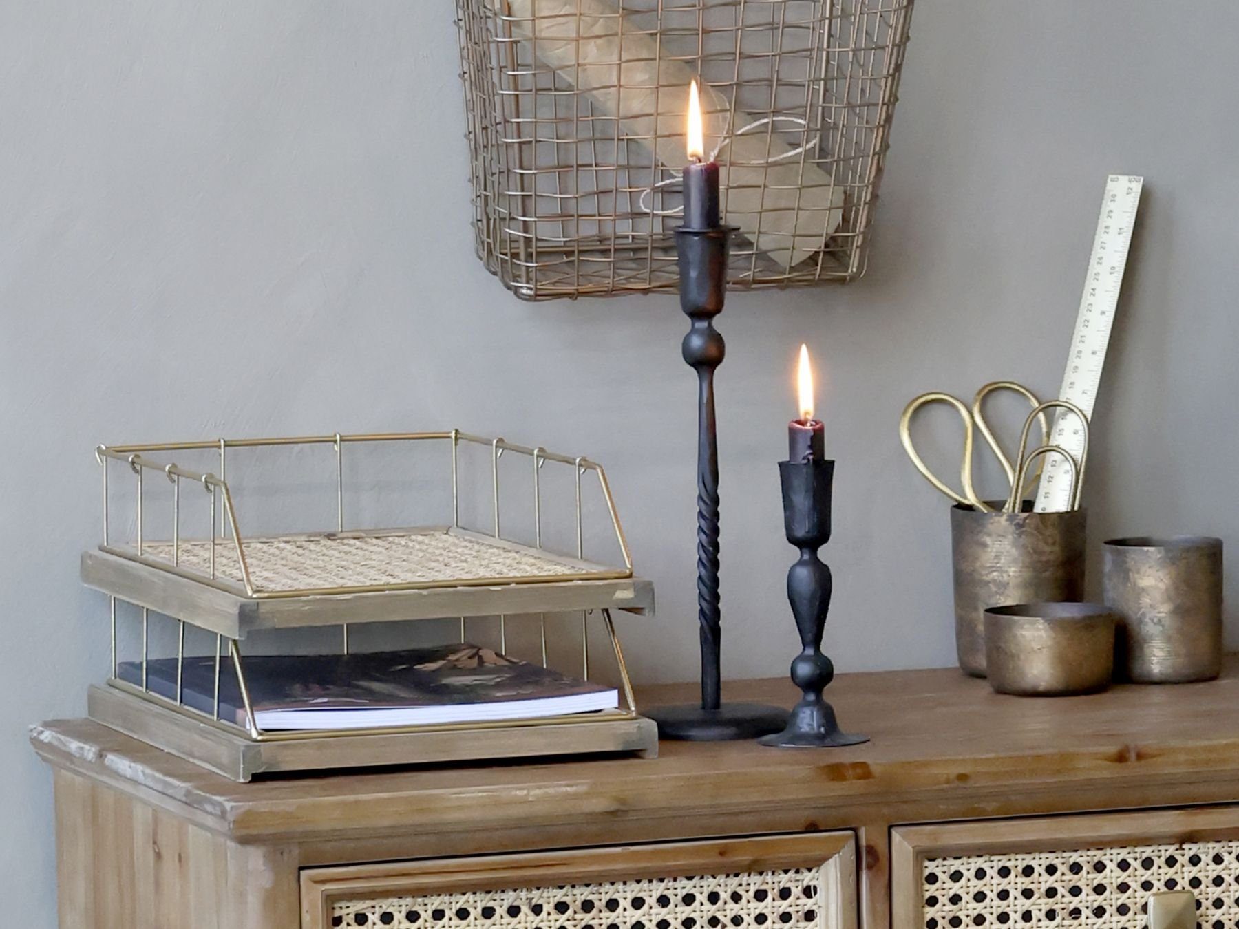 Thumbnail - Chic Antique Briefablage Chic Antique - 2er Set Briefkorb Briefablage Rattan Holz Metall