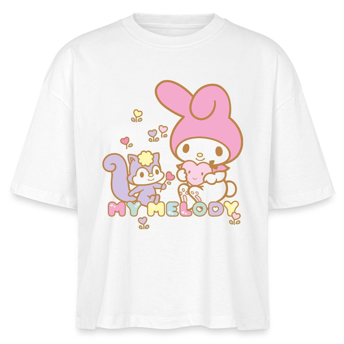 T-Shirt My Melody Pflückt Mit Risu Herzblümchen Boxy Shirt Damen