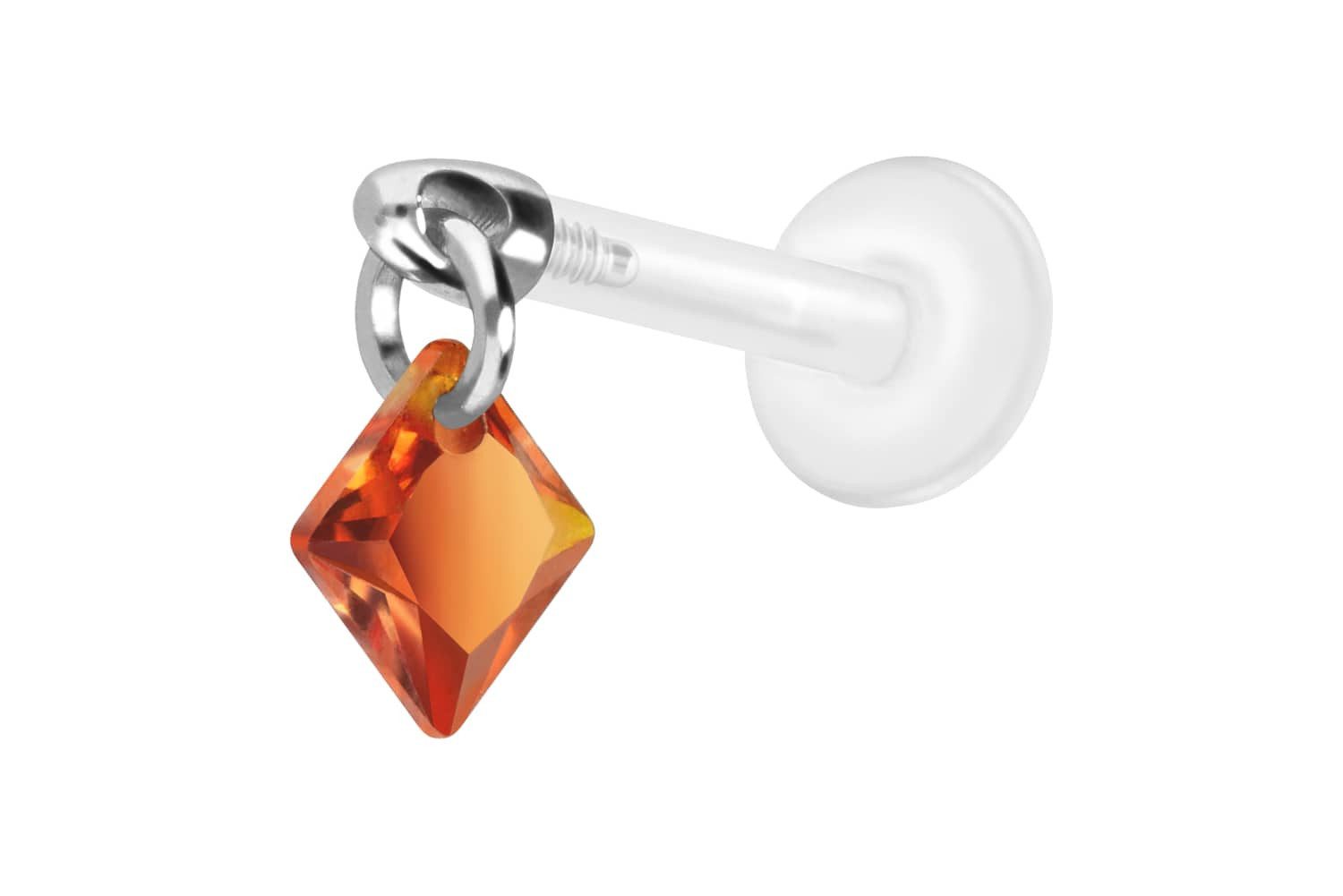 PIERCINGLINE Piercing-Set PTFE Labret mit Innengewinde + Titan-Aufsatz KRISTALLQUADRAT (Labrets, 1-tlg)