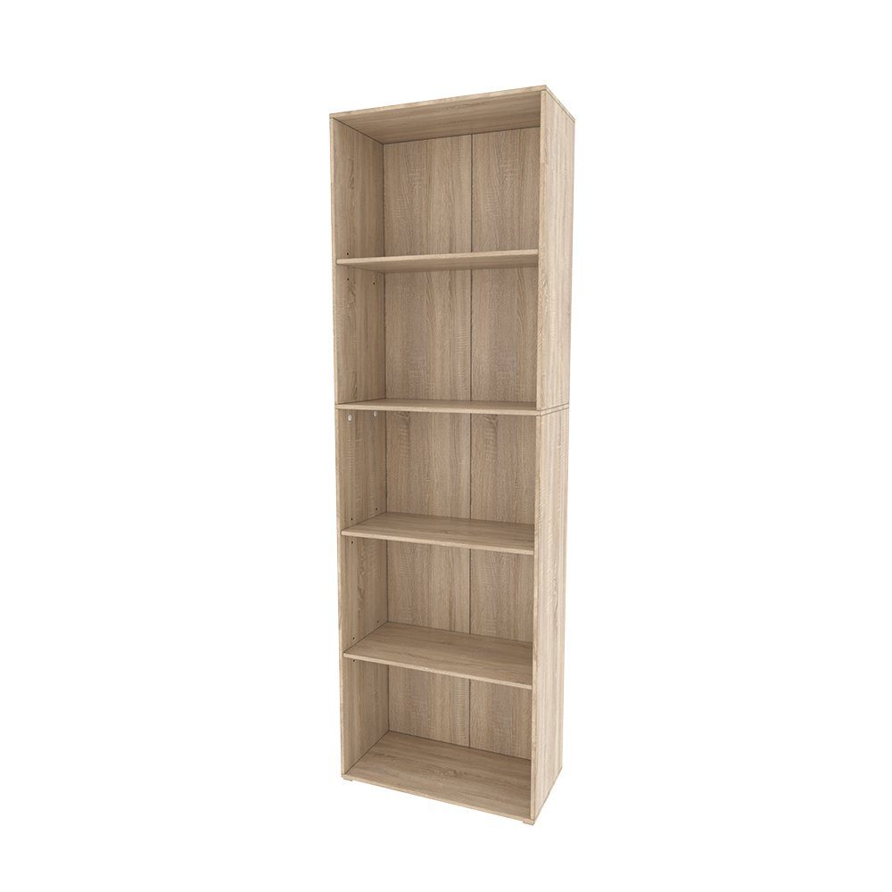Vicco Bücherregal Bob, Sonoma/Sonoma, 60 x 190 cm mit 5 Fächern günstig online kaufen