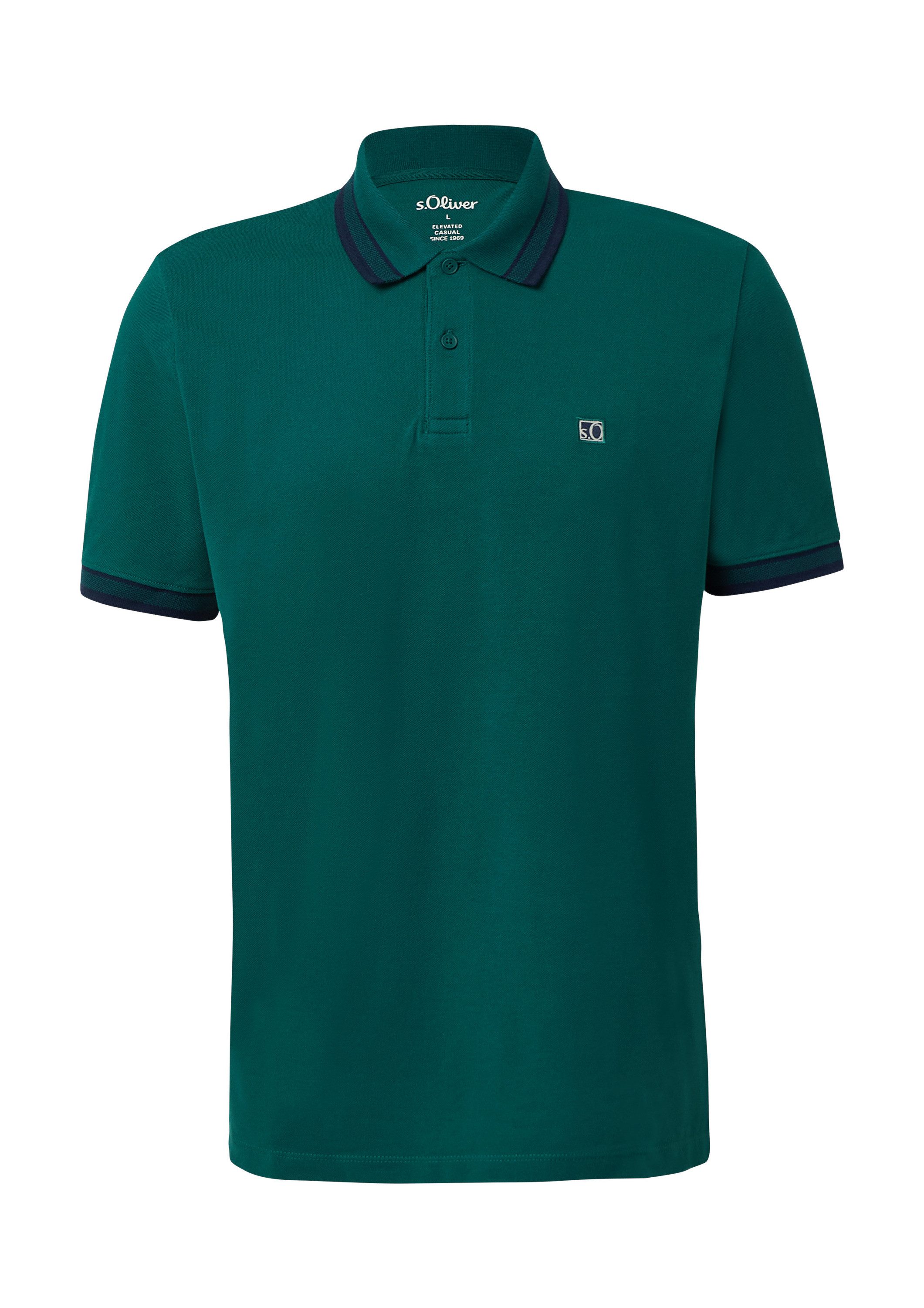 s.Oliver Kurzarmshirt Polo-Shirt Poloshirt aus Baumwollpiqué mit Kontrast-D günstig online kaufen