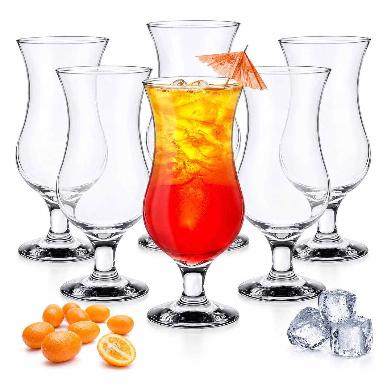 Sendez Cocktailglas 6 Cocktailgläser 480ml Trinkgläser Cocktailglas Longdrinkgläser, 6-tlg., Glas, 6-teilig