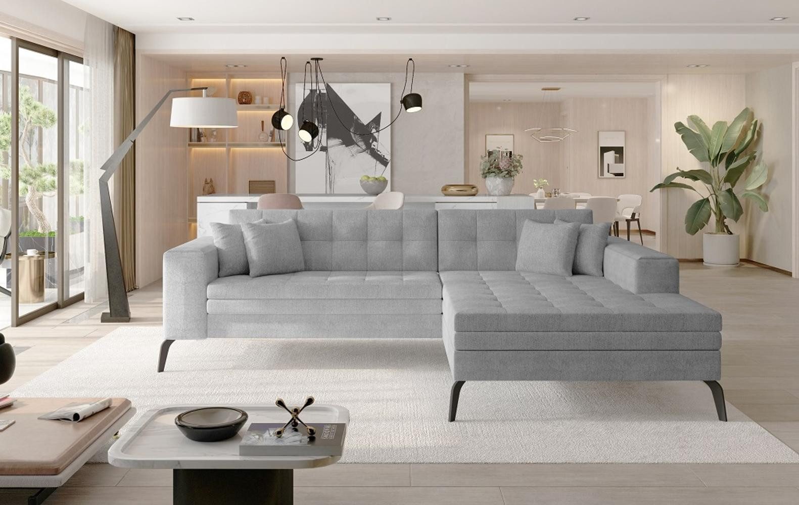 Xlmoebel Ecksofa Modernes L-Form Sofa mit Textilpolsterung in elegantem Design, Ecksofa, Hergestellt in Europa