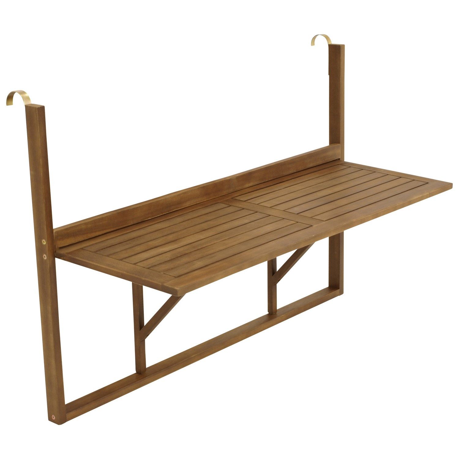 DEGAMO Balkonhängetisch große Ausführung (1-St), Maße 120x40cm, Akazienholz geölt, klappbar