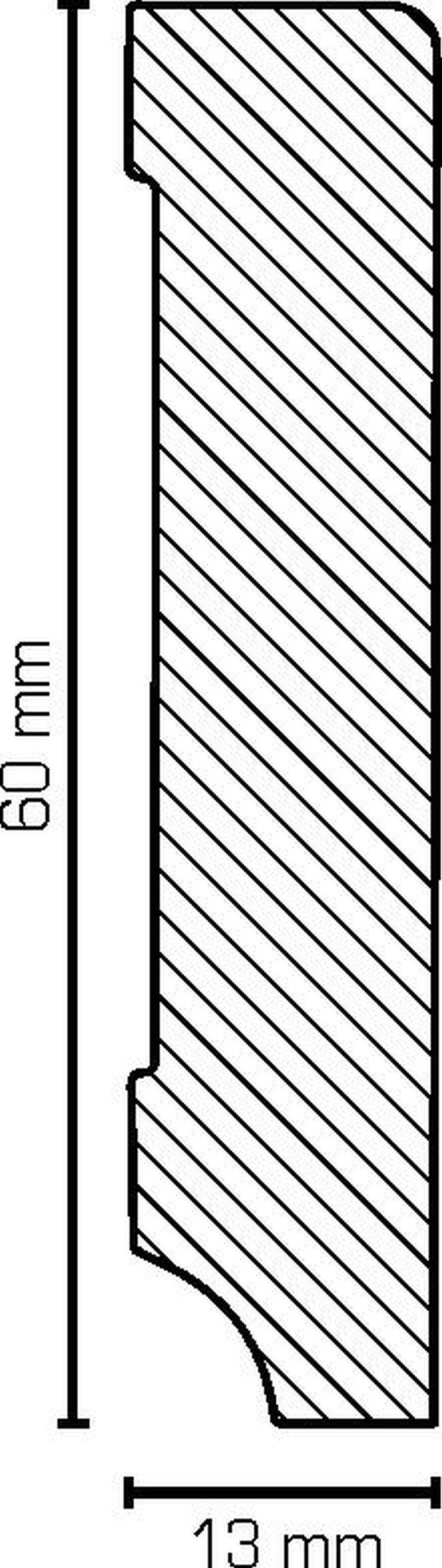 Südbrock Sockelleiste Sockelleiste weiß Holz 13 x 60 mm Kiefer lackiert RAL 9016 Fußleiste, L: 250 cm, H: 6 cm, 1-St.